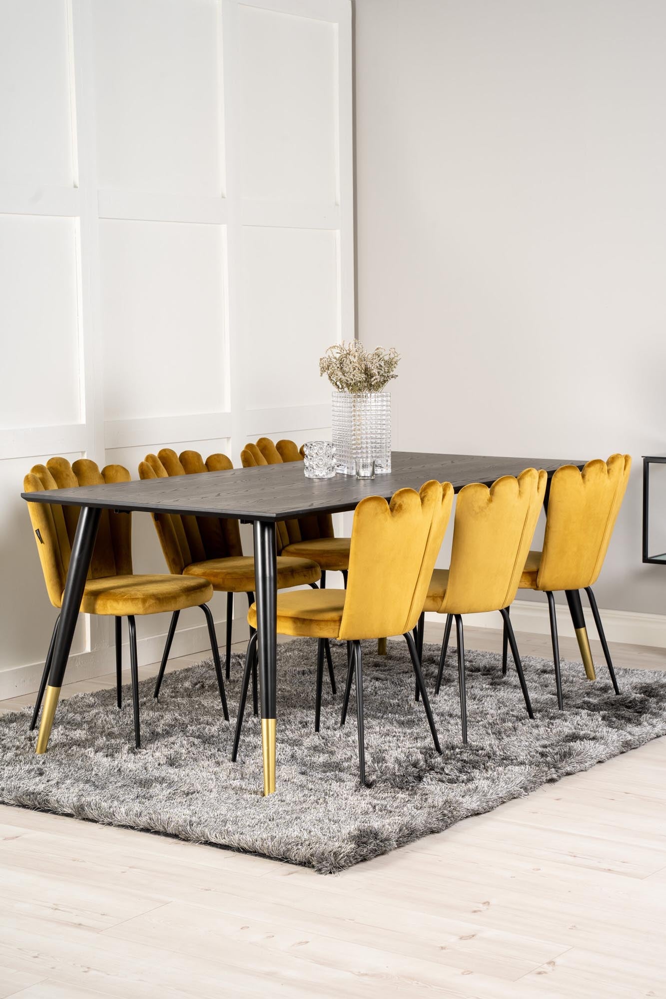 Dipp Esszimmerset + Limhamn 180cm/6St. in Schwarz Gelb präsentiert im Onlineshop von KAQTU Design AG. Esszimmerset ist von Venture Home