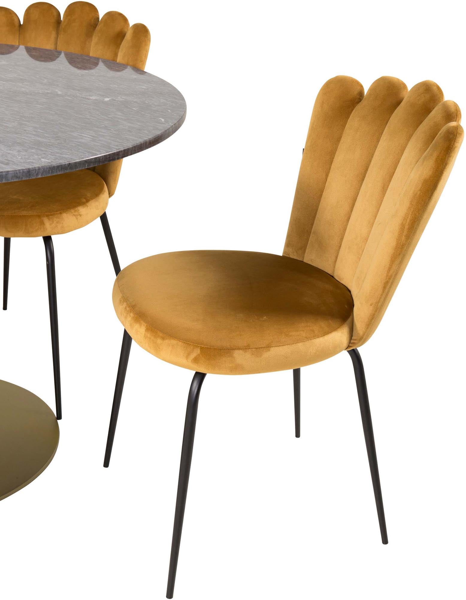 Elegantes Estelle Esszimmerset mit Limhamn Tisch, 4 Stühle, Ø106cm.