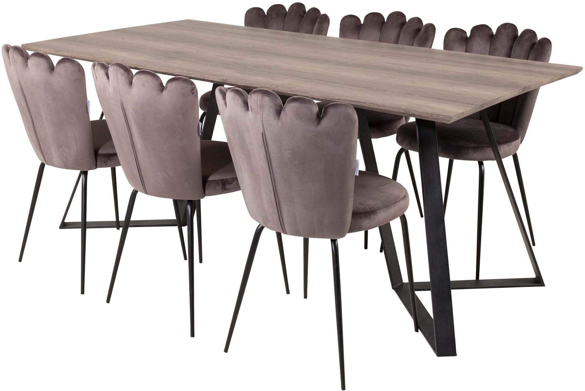 Marina Esszimmerset Limham 180cm/6St. in Schwarzgrau präsentiert im Onlineshop von KAQTU Design AG. Esszimmerset ist von Venture Home