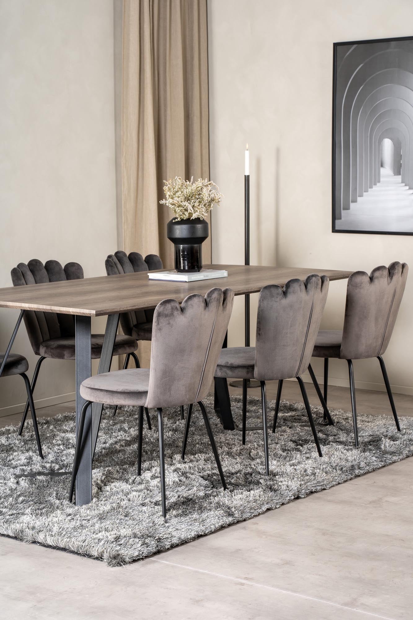 Marina Esszimmerset Limham 180cm/6St. in Schwarzgrau präsentiert im Onlineshop von KAQTU Design AG. Esszimmerset ist von Venture Home