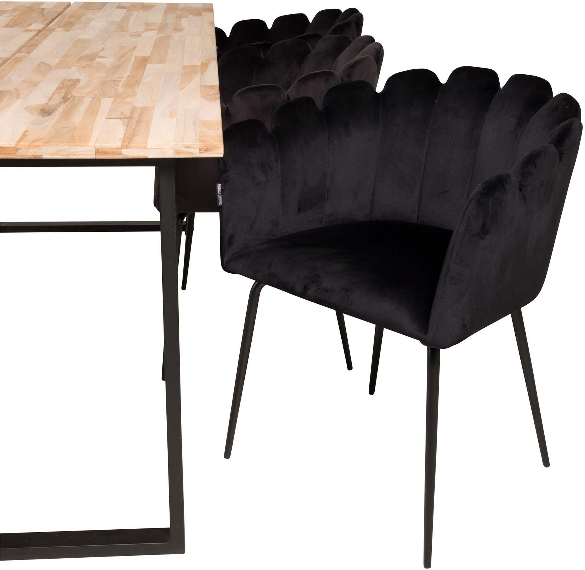Cirebon Esszimmerset + Limhamn 200cm/6St. in Schwarz präsentiert im Onlineshop von KAQTU Design AG. Esszimmerset ist von Venture Home