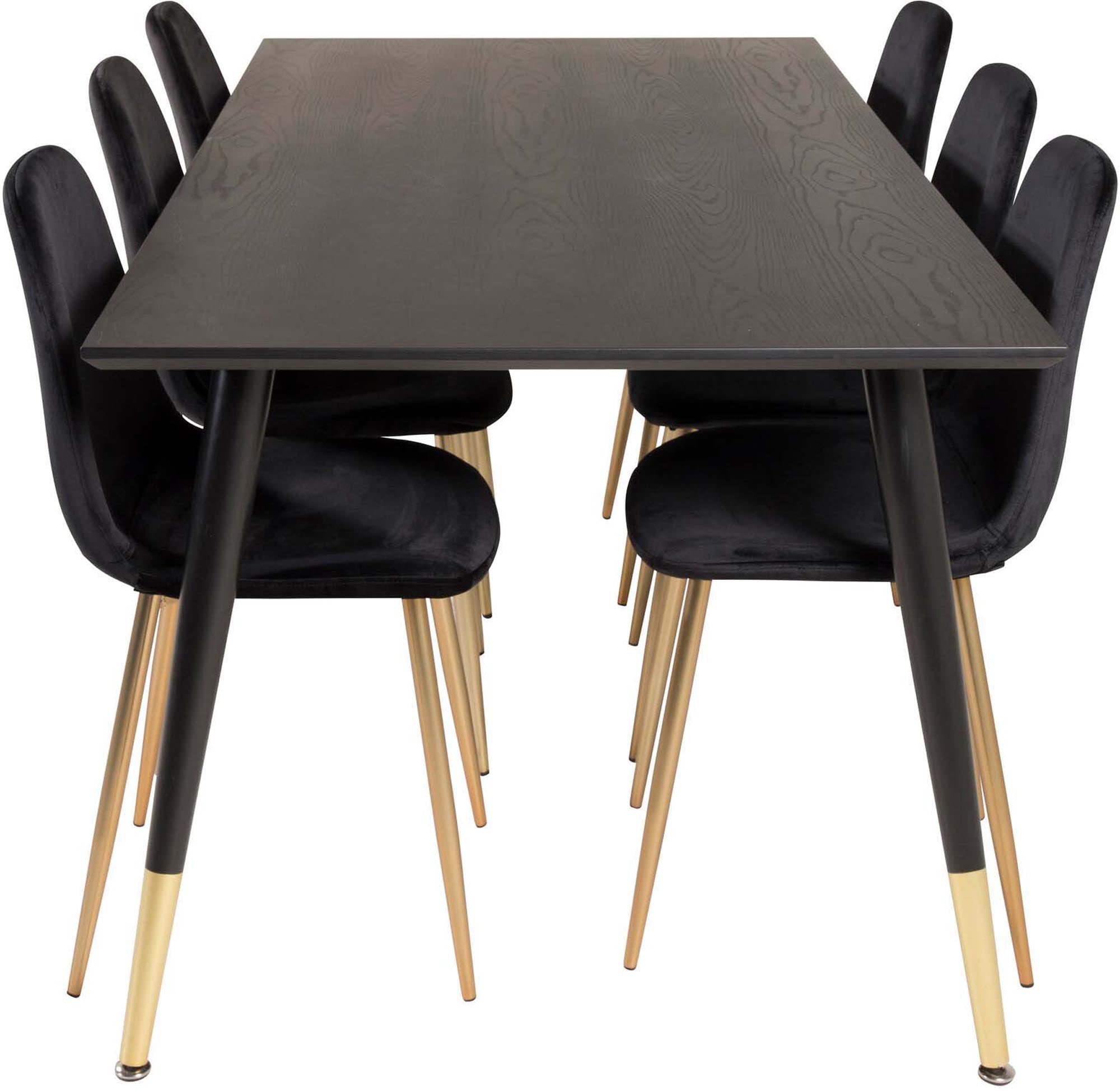 Dipp Esszimmerset + Polar Mat 180cm/6St. in Schwarz / Gold präsentiert im Onlineshop von KAQTU Design AG. Esszimmerset ist von Venture Home