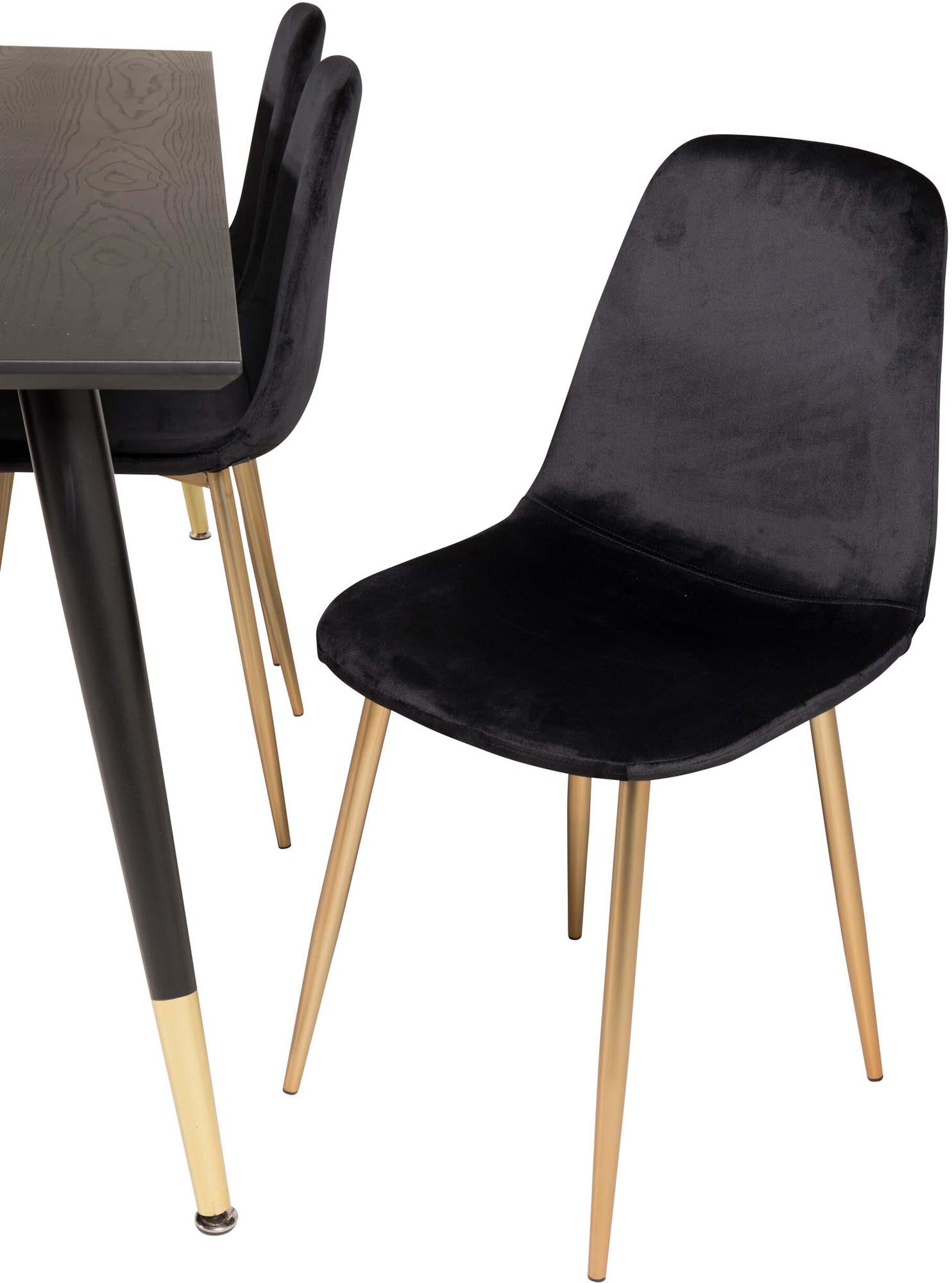 Modernes Dipp Esszimmerset mit 180 cm Tisch und 6 luxuriösen Samtstühlen von Venture Home – ideal für gesellige Abende und elegantes Ambiente.