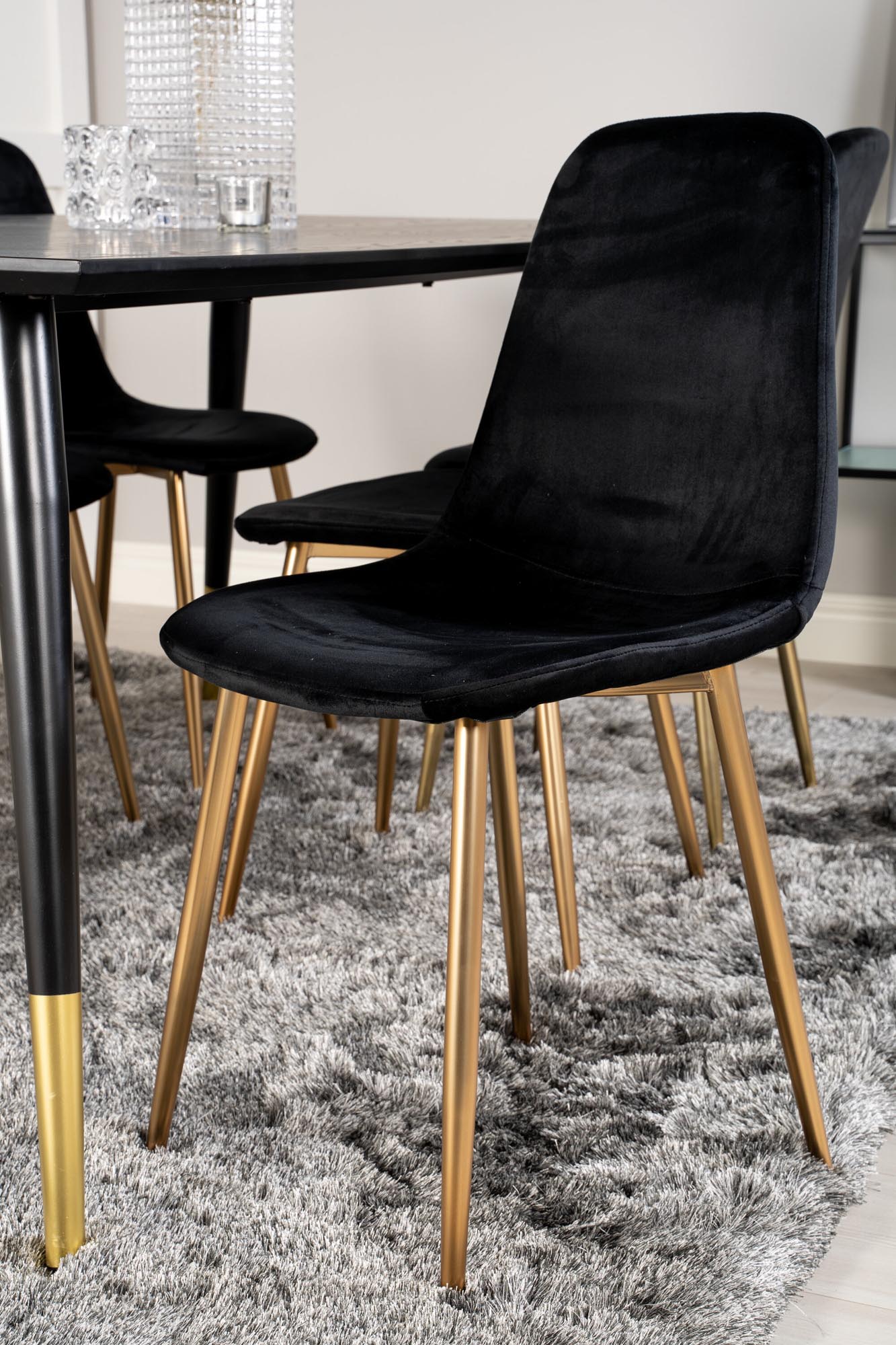 Dipp Esszimmerset + Polar Mat 180cm/6St. in Schwarz / Gold präsentiert im Onlineshop von KAQTU Design AG. Esszimmerset ist von Venture Home