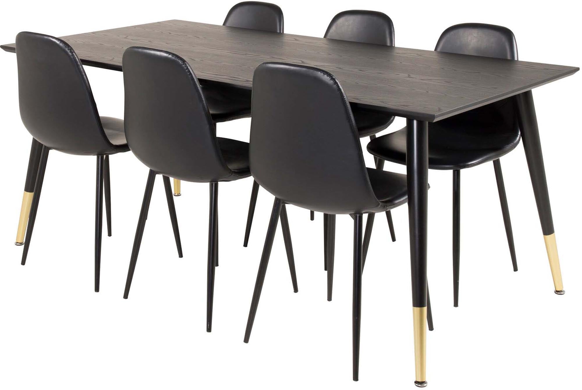 Dipp Esszimmerset + Polar Mat 180cm/6St. in Schwarz präsentiert im Onlineshop von KAQTU Design AG. Esszimmerset ist von Venture Home