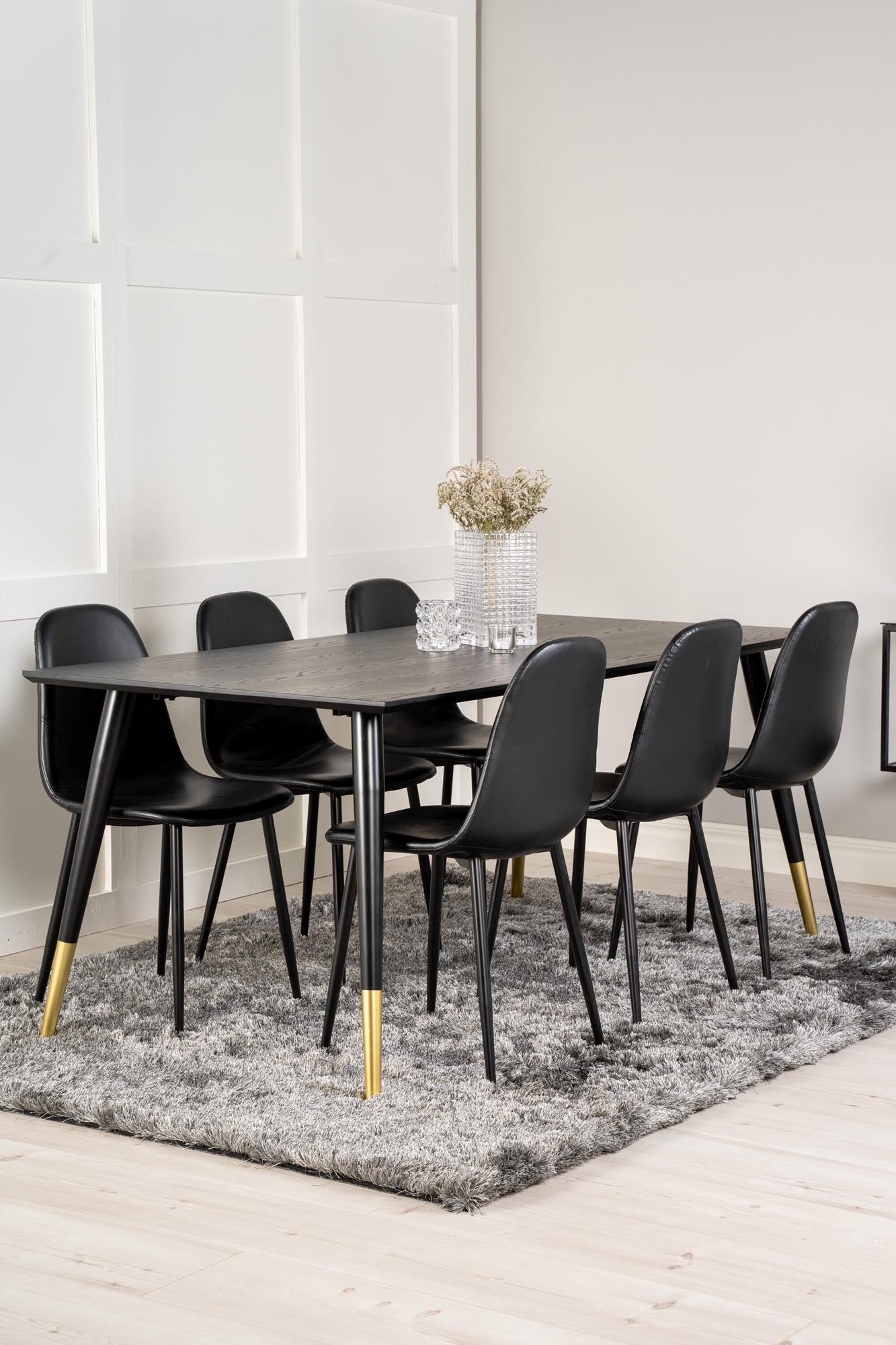 Dipp Esszimmerset + Polar Mat 180cm/6St. in Schwarz präsentiert im Onlineshop von KAQTU Design AG. Esszimmerset ist von Venture Home