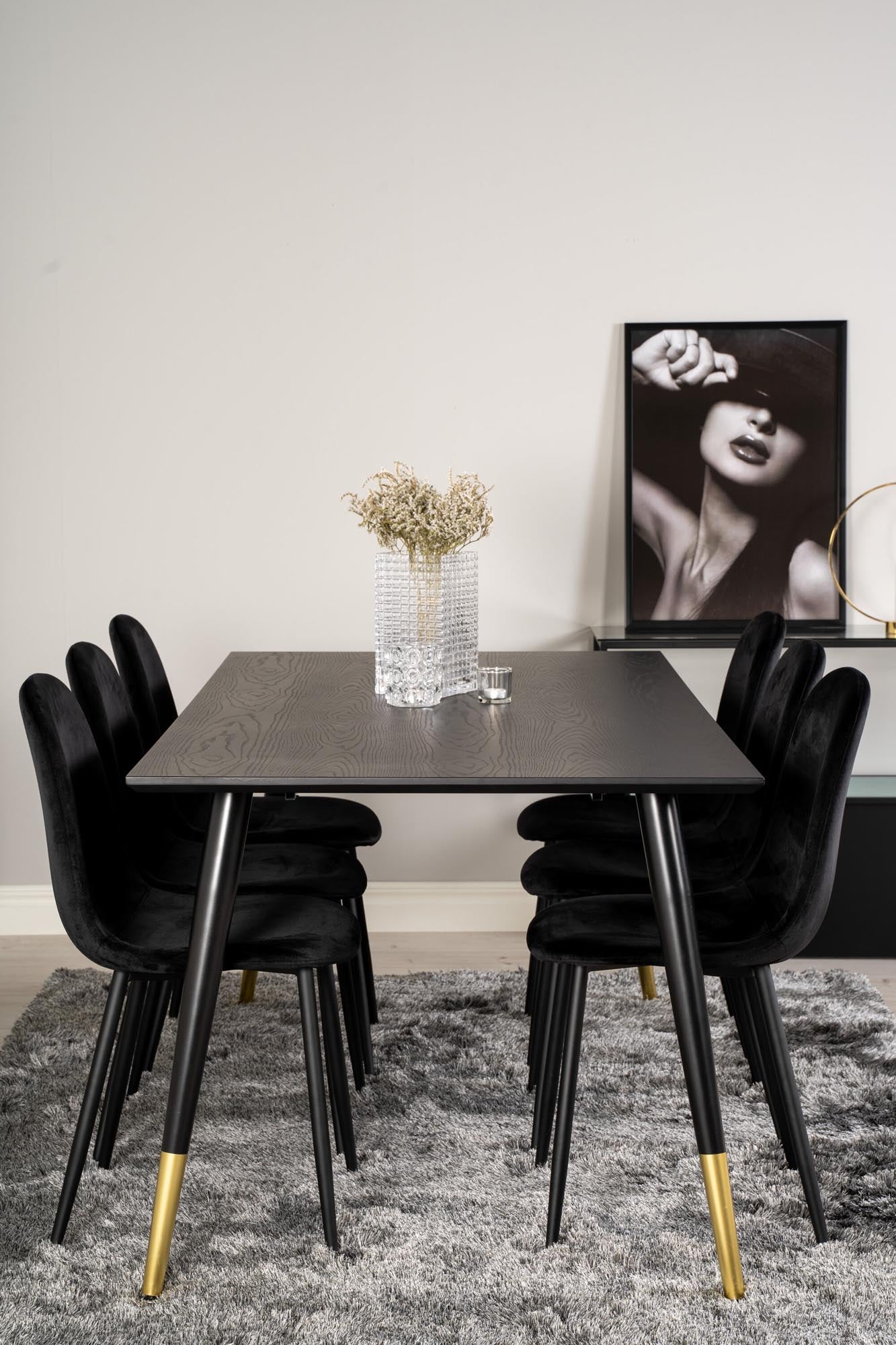 Dipp Esszimmerset + Polar 180cm/6St. in Schwarz präsentiert im Onlineshop von KAQTU Design AG. Esszimmerset ist von Venture Home