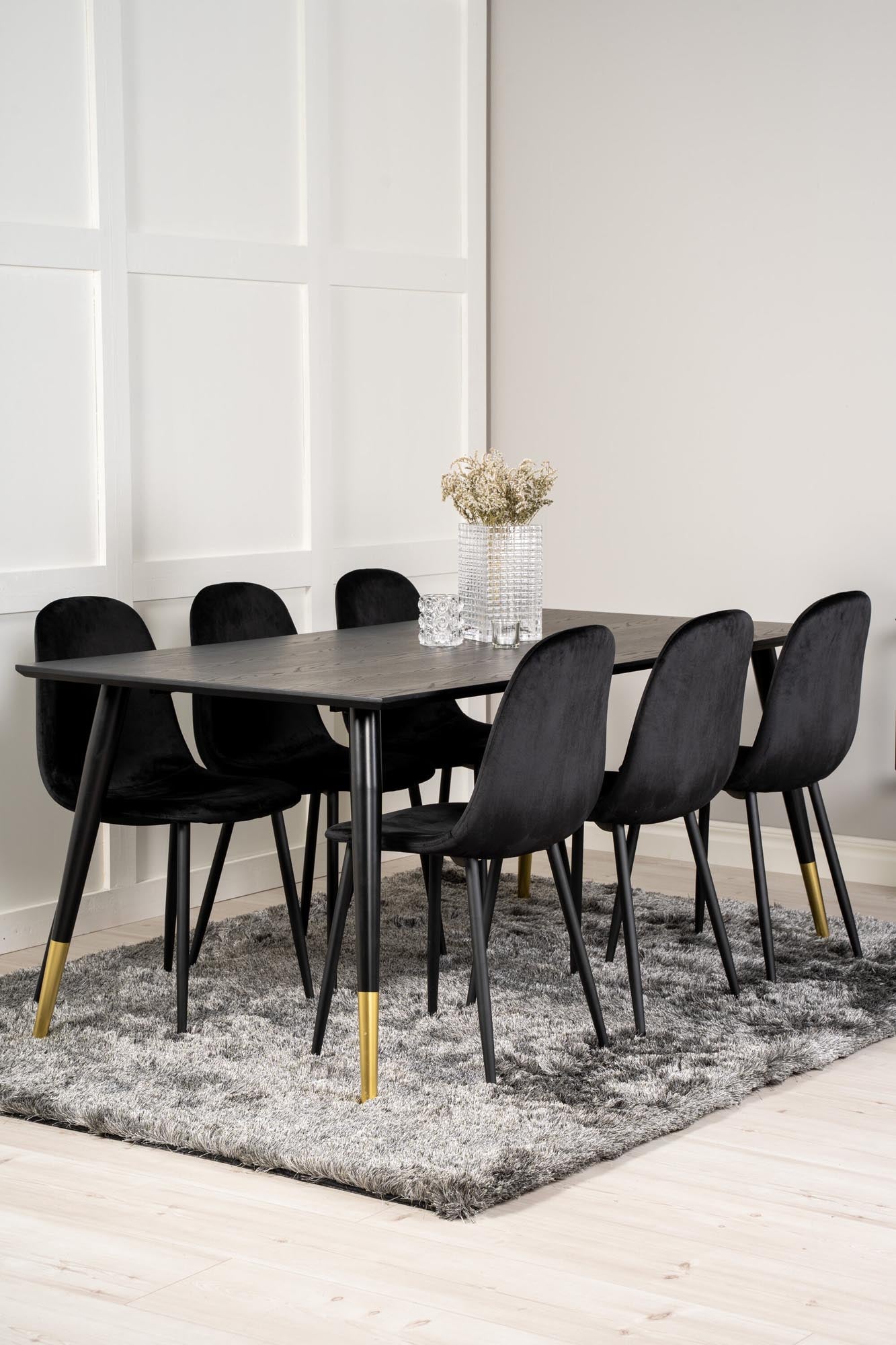 Dipp Esszimmerset + Polar 180cm/6St. in Schwarz präsentiert im Onlineshop von KAQTU Design AG. Esszimmerset ist von Venture Home