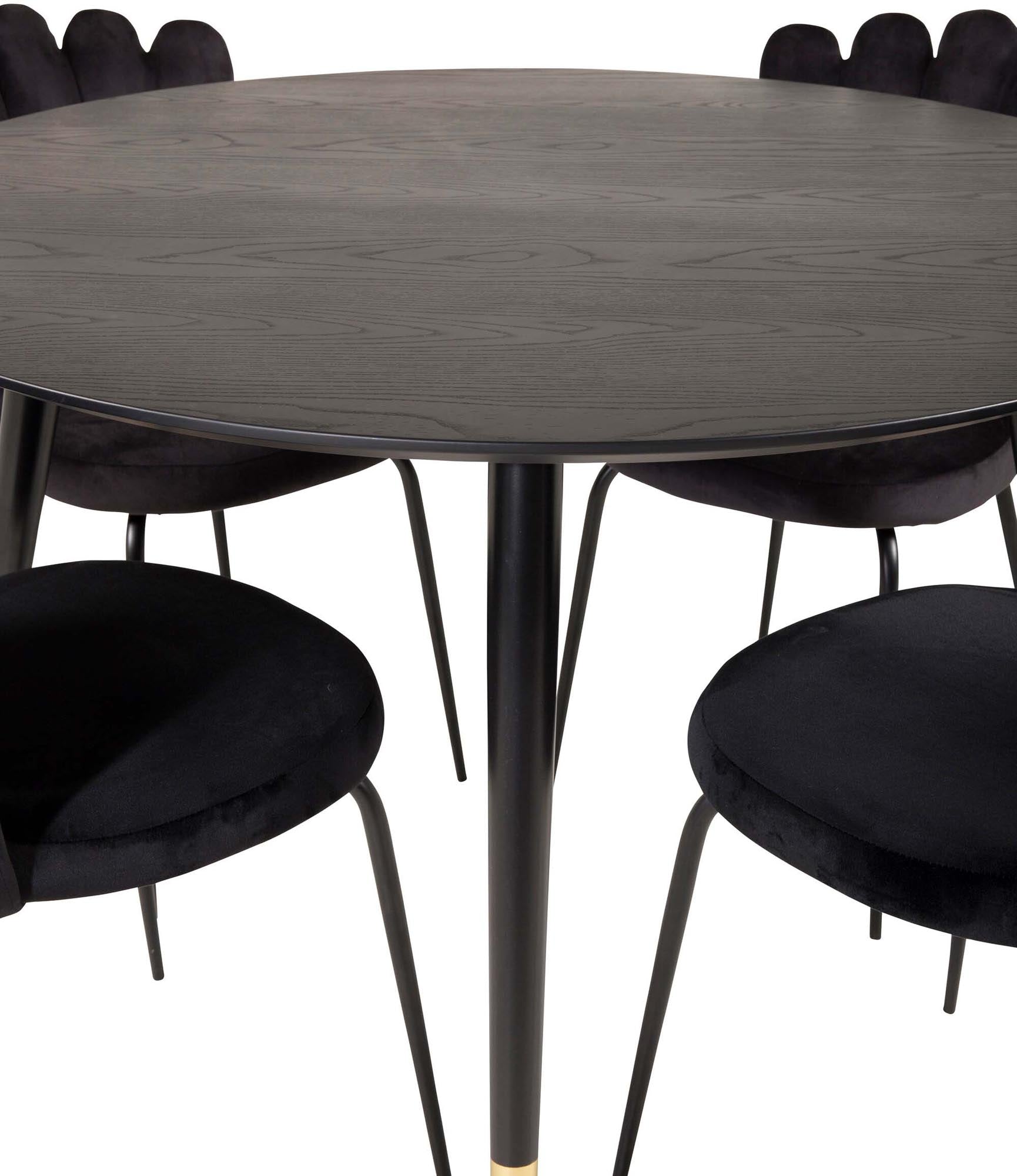 Dipp Esszimmerset + Limhamn ⌀115cm/4St. in Schwarz präsentiert im Onlineshop von KAQTU Design AG. Esszimmerset ist von Venture Home