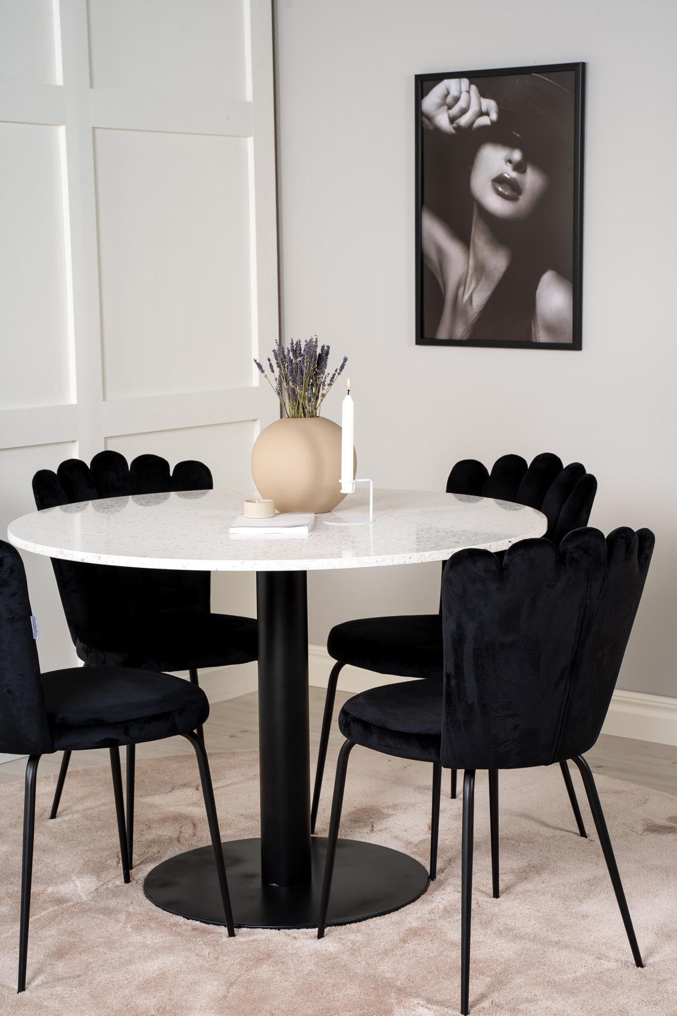 Razzia Esszimmerset + Limhamn ⌀106cm/4St. in Schwarz präsentiert im Onlineshop von KAQTU Design AG. Esszimmerset ist von Venture Home