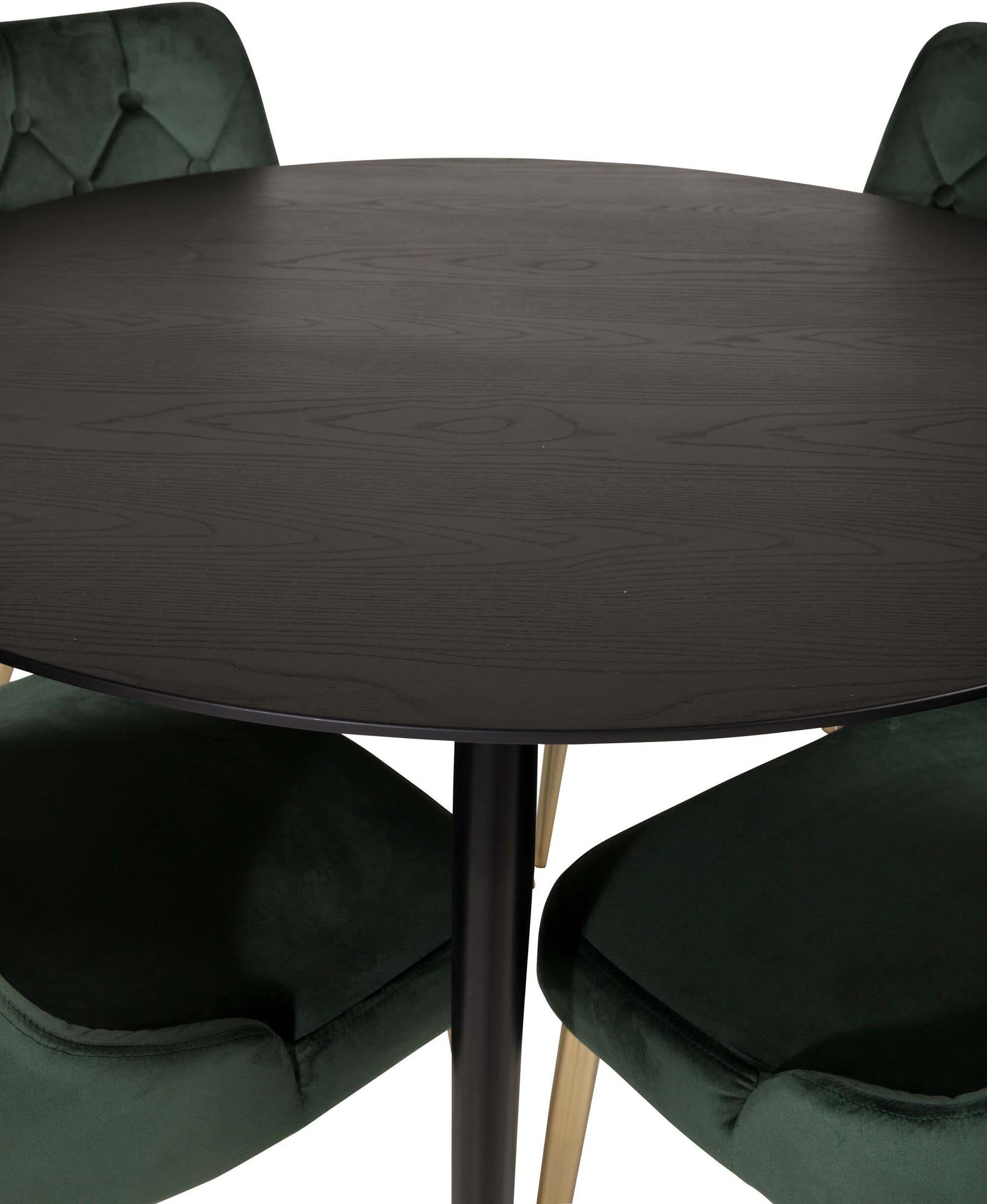 Dipp Esszimmerset + Velvet Deluxe ⌀115cm/4St. in Gold, Grün präsentiert im Onlineshop von KAQTU Design AG. Esszimmerset ist von Venture Home