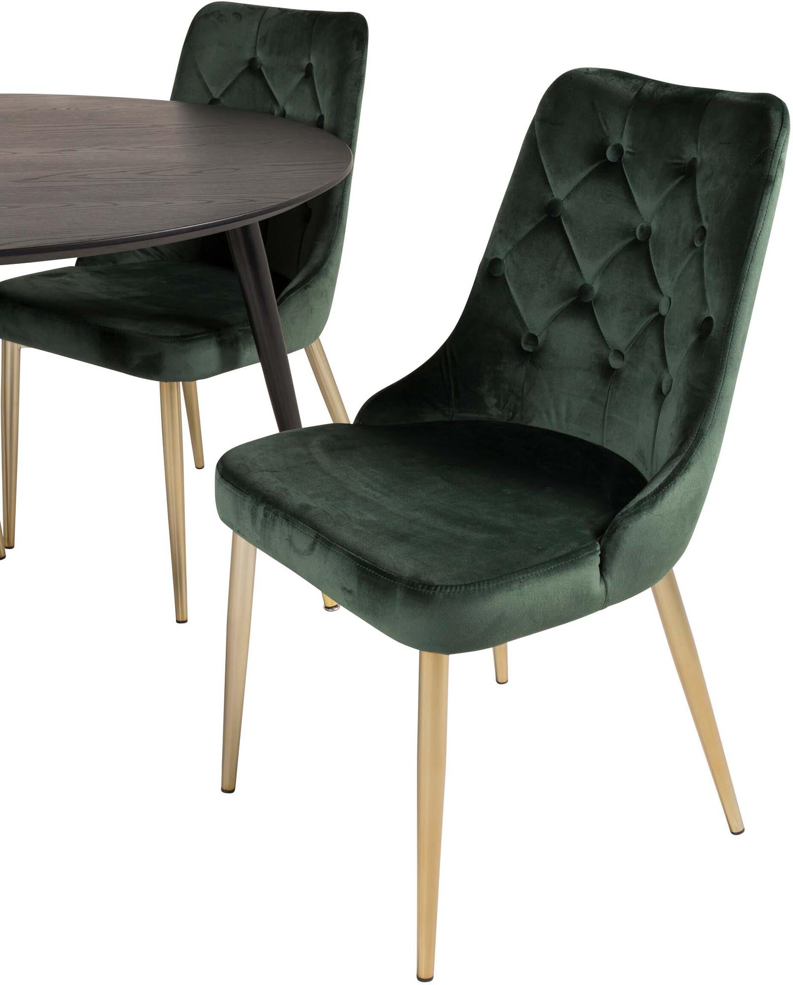 Dipp Esszimmerset + Velvet Deluxe ⌀115cm/4St. in Gold, Grün präsentiert im Onlineshop von KAQTU Design AG. Esszimmerset ist von Venture Home
