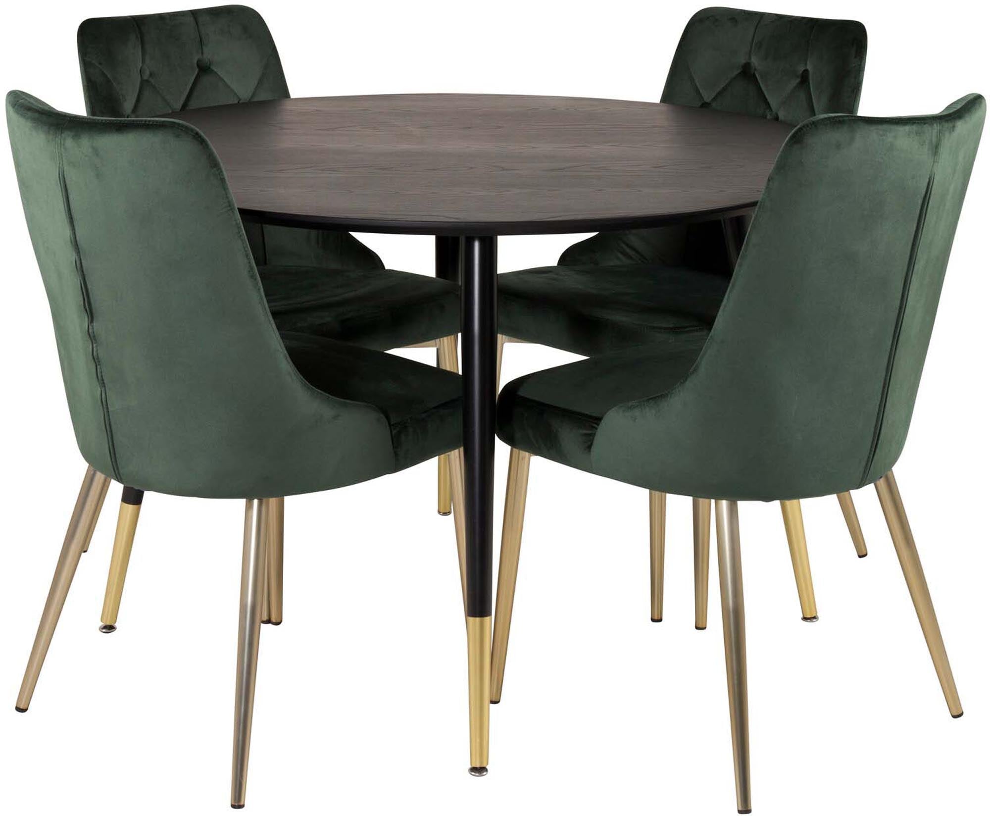 Dipp Esszimmerset + Velvet Deluxe ⌀115cm/4St. in Gold, Grün präsentiert im Onlineshop von KAQTU Design AG. Esszimmerset ist von Venture Home