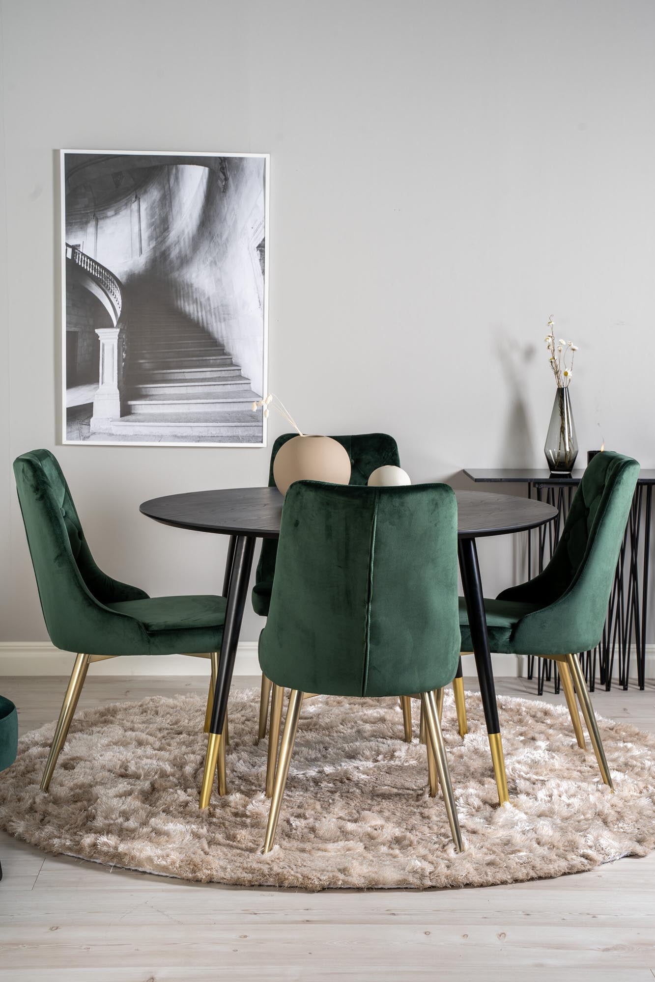 Dipp Esszimmerset + Velvet Deluxe ⌀115cm/4St. in Gold, Grün präsentiert im Onlineshop von KAQTU Design AG. Esszimmerset ist von Venture Home