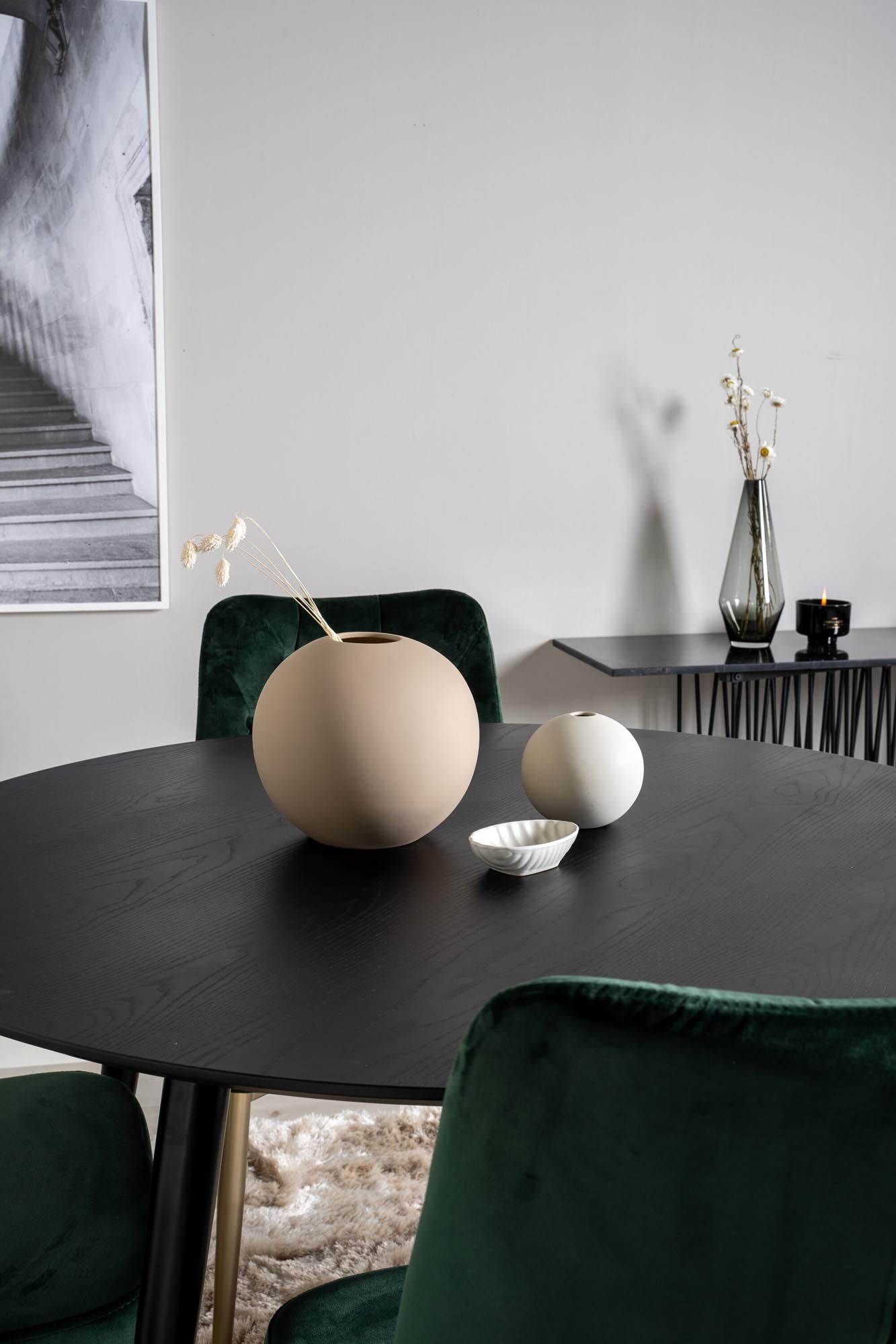 Dipp Esszimmerset + Velvet Deluxe ⌀115cm/4St. in Gold, Grün präsentiert im Onlineshop von KAQTU Design AG. Esszimmerset ist von Venture Home