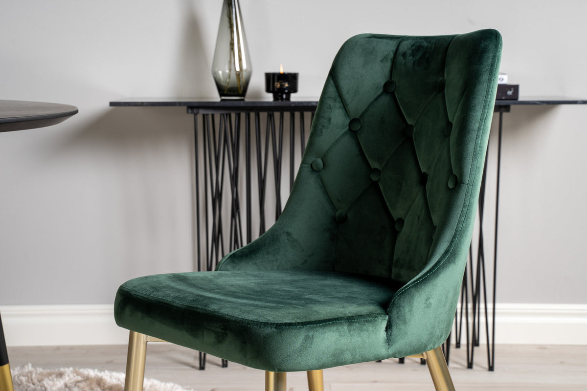 Dipp Esszimmerset + Velvet Deluxe ⌀115cm/4St. in Gold, Grün präsentiert im Onlineshop von KAQTU Design AG. Esszimmerset ist von Venture Home