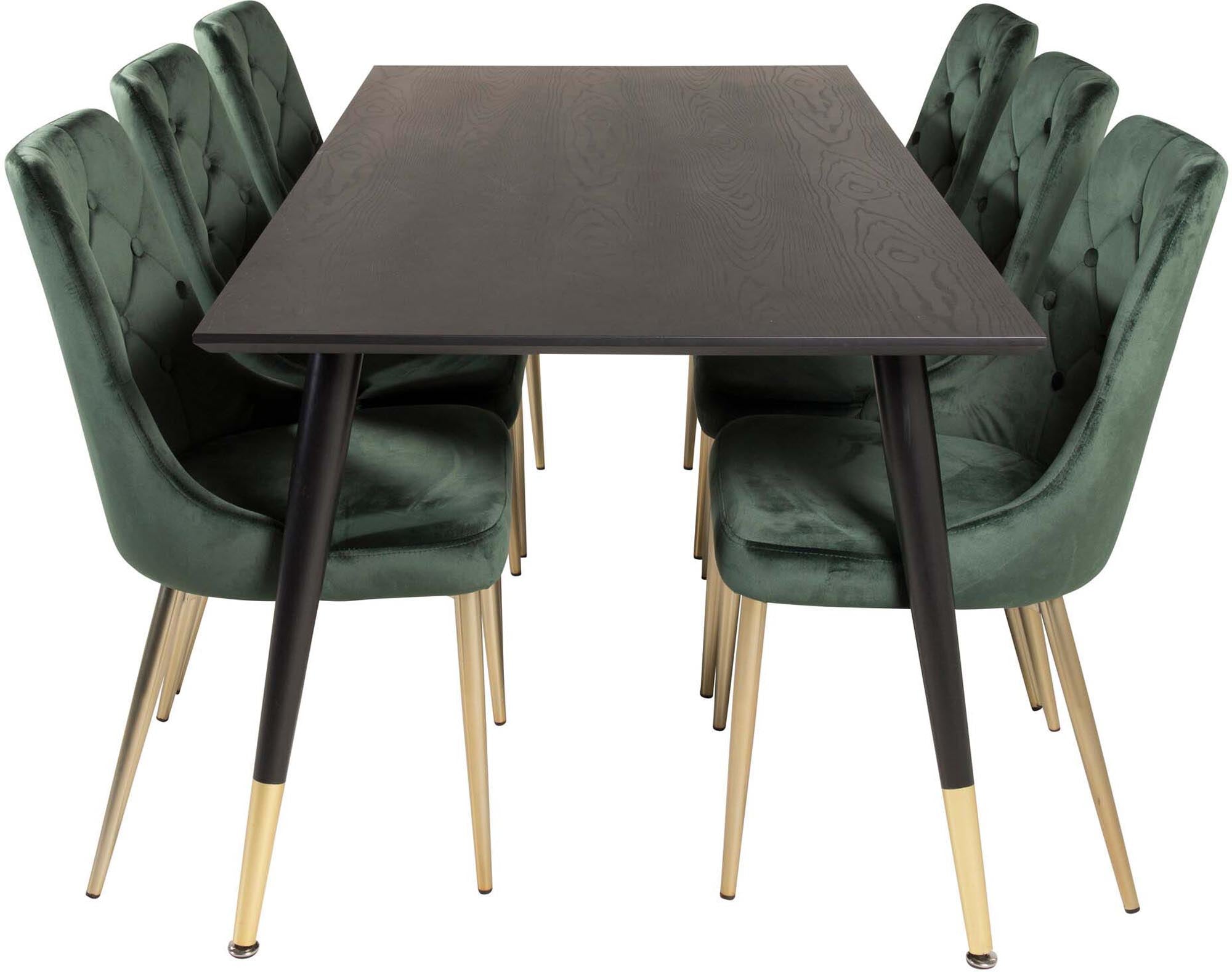 Luxuriöses Dipp Esszimmerset 180cm mit 6 samtigen Velvet Stühlen.