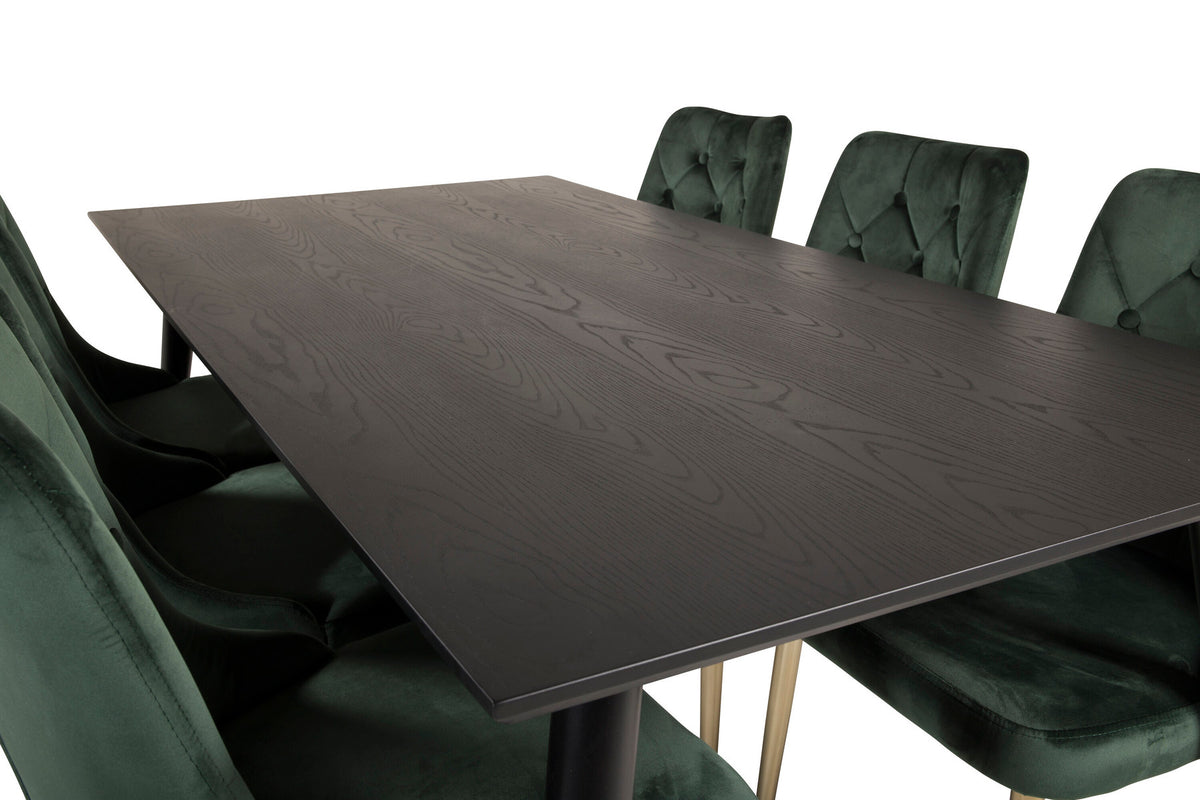 Dipp Esszimmerset + Velvet Deluxe 180cm/6St. in Schwarz / Gold / Grün präsentiert im Onlineshop von KAQTU Design AG. Esszimmerset ist von Venture Home