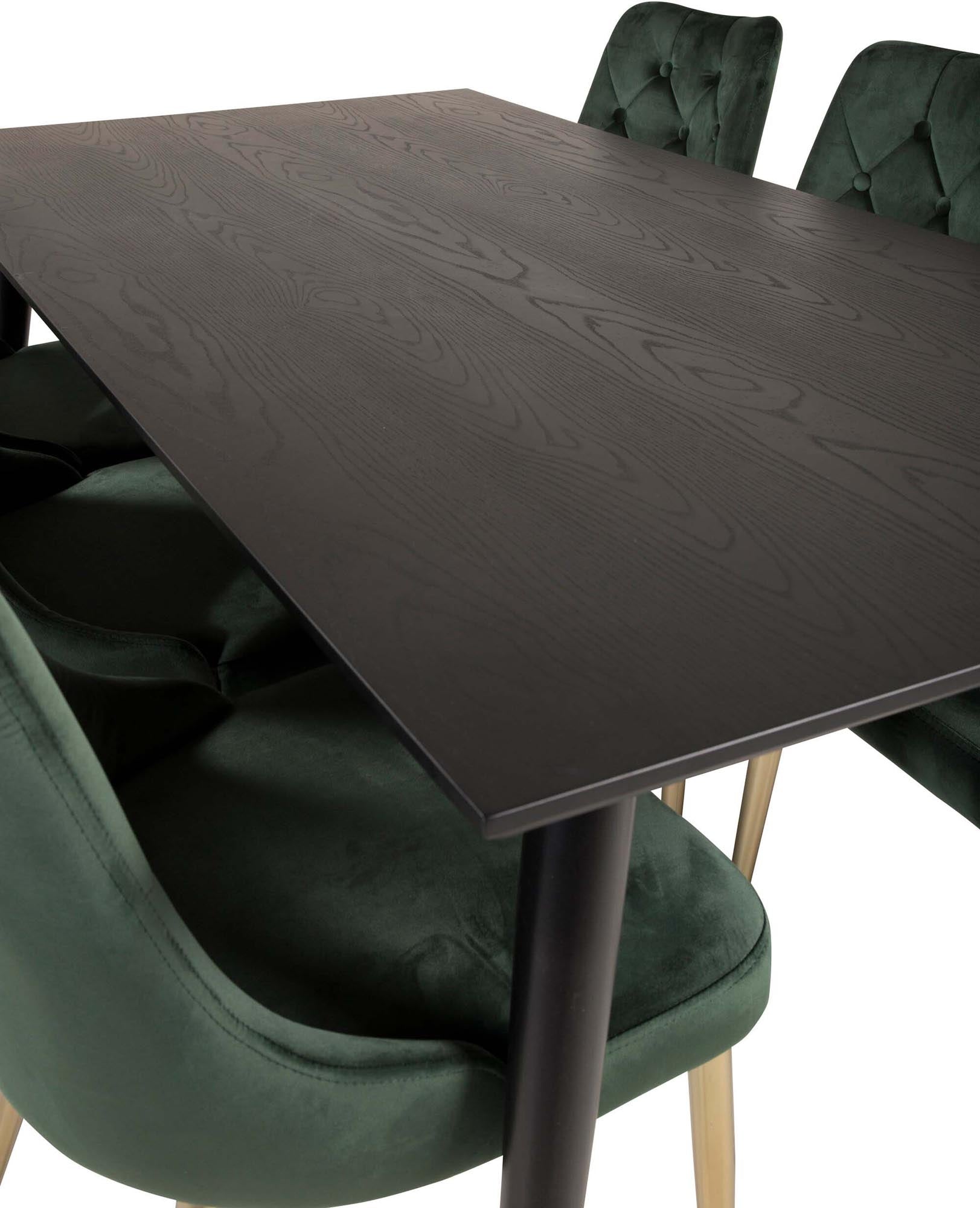 Dipp Esszimmerset + Velvet Deluxe 180cm/6St. in Schwarz / Gold / Grün präsentiert im Onlineshop von KAQTU Design AG. Esszimmerset ist von Venture Home