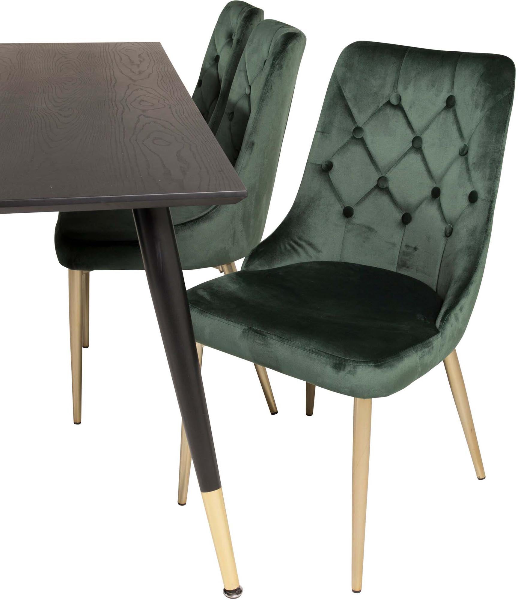 Dipp Esszimmerset + Velvet Deluxe 180cm/6St. in Schwarz / Gold / Grün präsentiert im Onlineshop von KAQTU Design AG. Esszimmerset ist von Venture Home