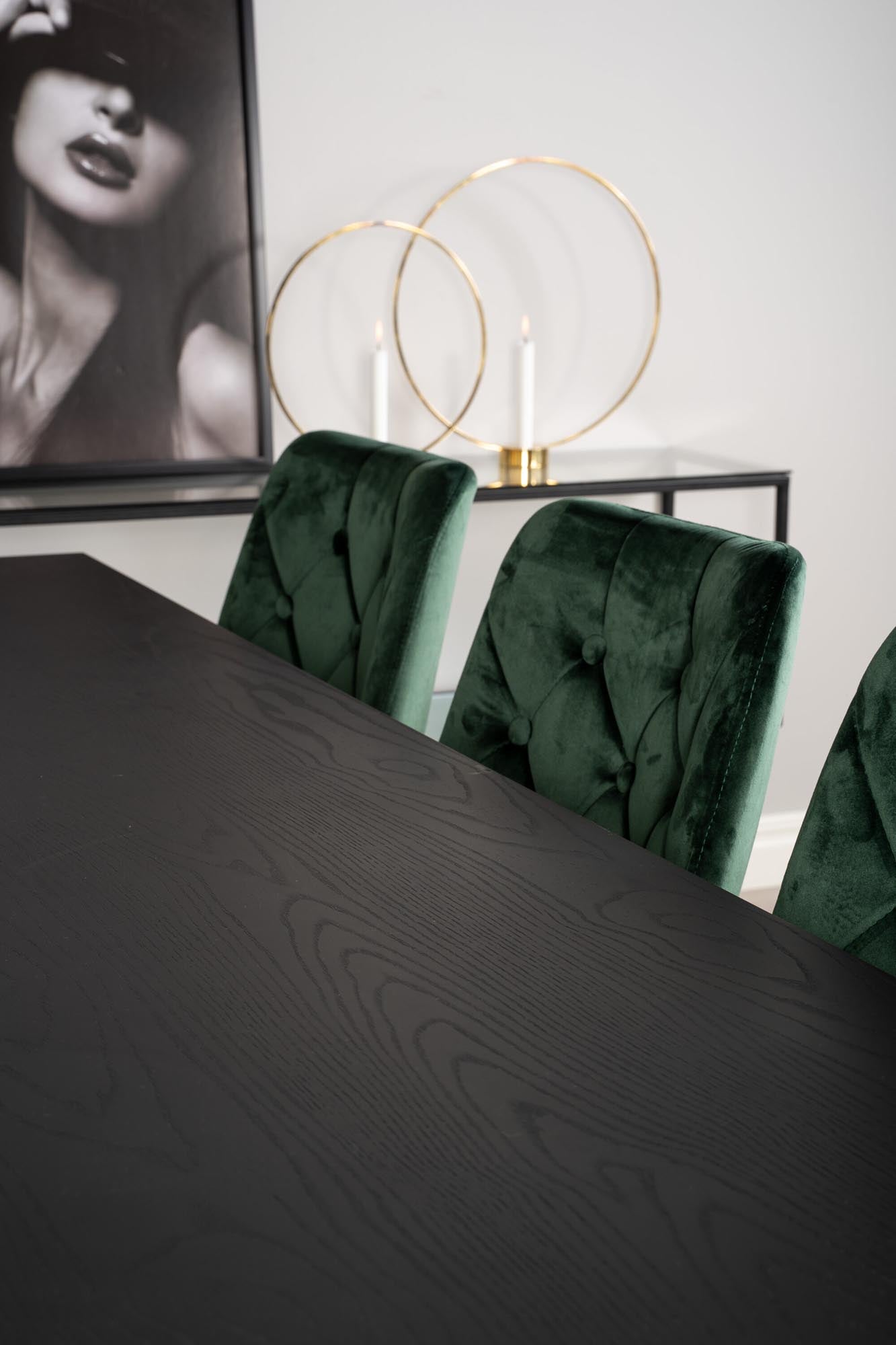 Dipp Esszimmerset + Velvet Deluxe 180cm/6St. in Schwarz / Gold / Grün präsentiert im Onlineshop von KAQTU Design AG. Esszimmerset ist von Venture Home