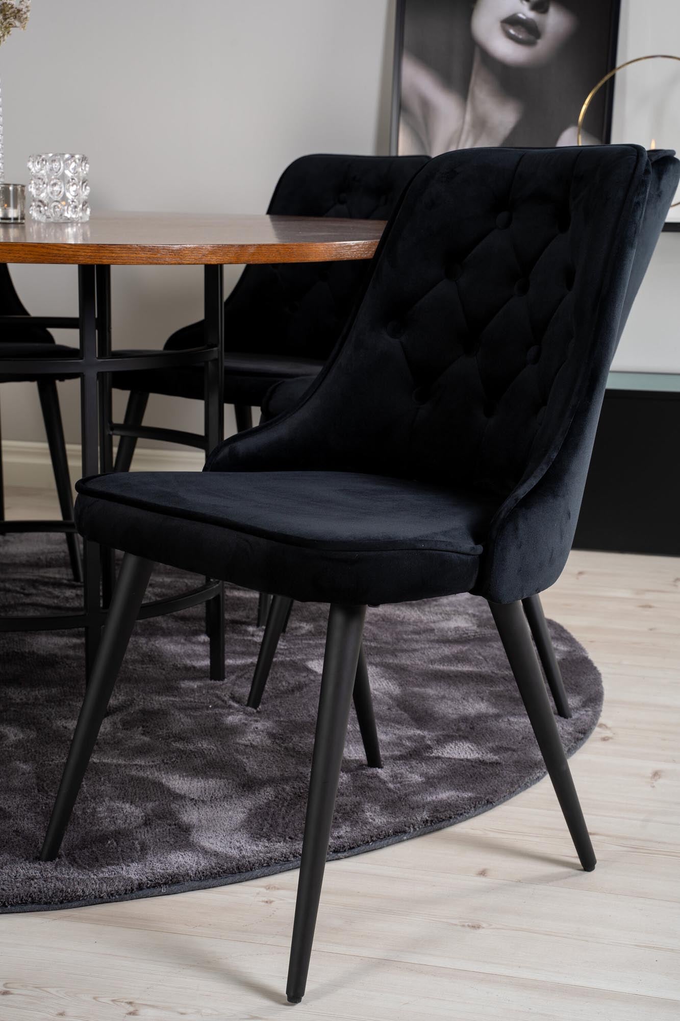 Esszimmerset Copenhagen + Velvet Deluxe ⌀140cm/6St. in Braun / Schwarz präsentiert im Onlineshop von KAQTU Design AG. Esszimmerset ist von Venture Home