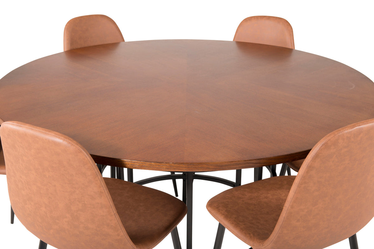 Esszimmerset Copenhagen + Polar ⌀140cm/6St. in Schwarz Braun präsentiert im Onlineshop von KAQTU Design AG. Esszimmerset ist von Venture Home
