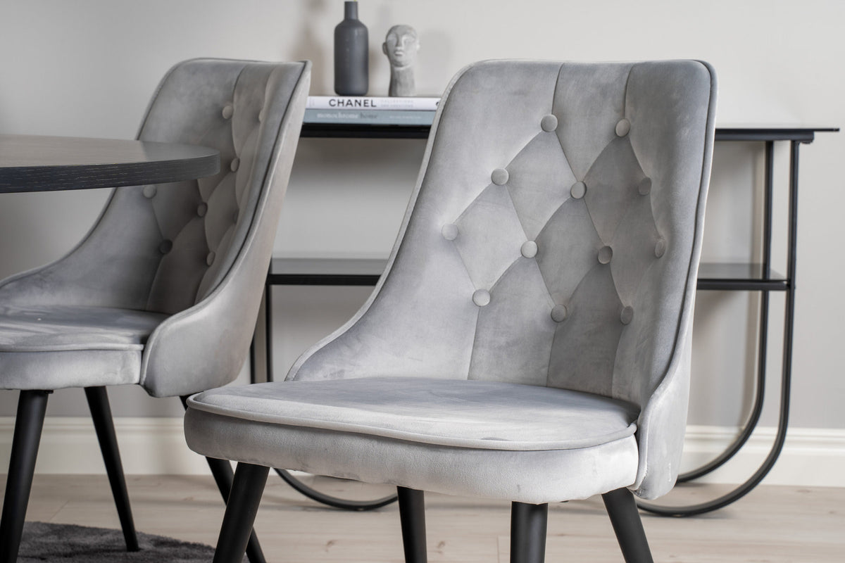 Esszimmerset Copenhagen + Velvet Deluxe ⌀140cm/6St. in Schwarz präsentiert im Onlineshop von KAQTU Design AG. Esszimmerset ist von Venture Home