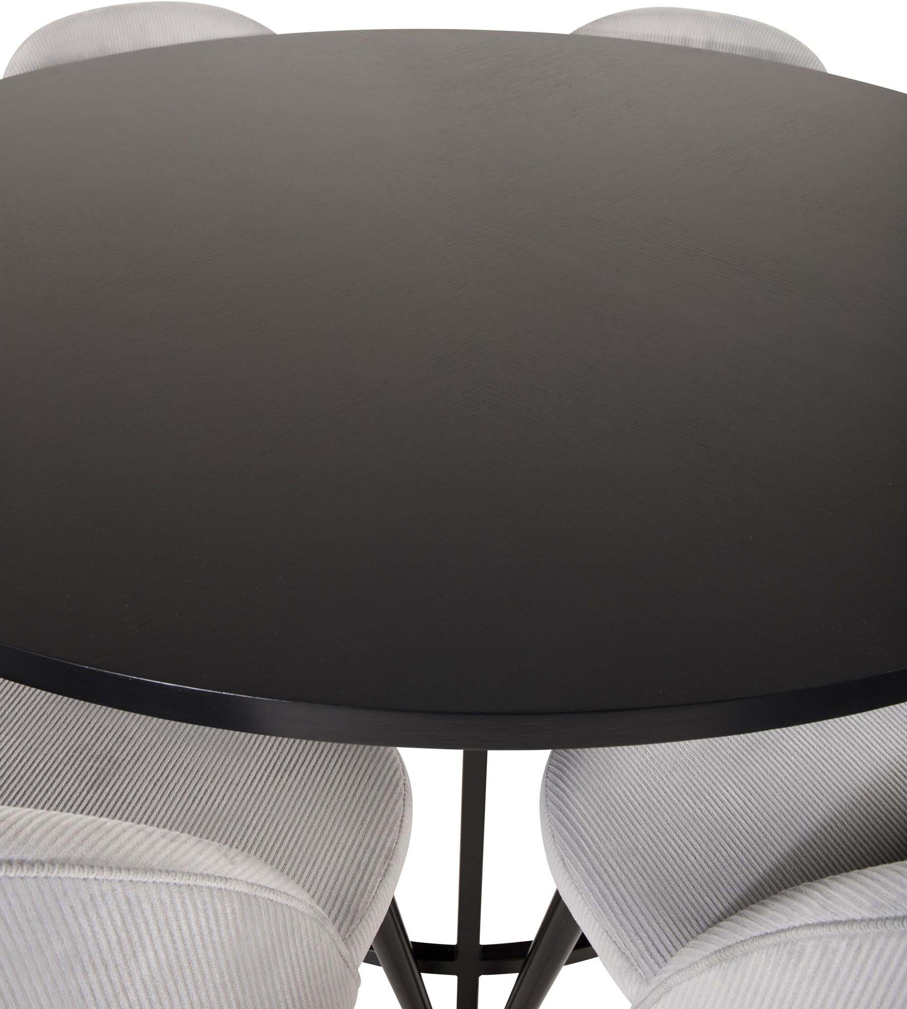 Stilvolles Esszimmerset Copenhagen + Velvet mit rundem Tisch (Ø140cm) und 6 luxuriösen Stühlen für unvergessliche Essensmomente.