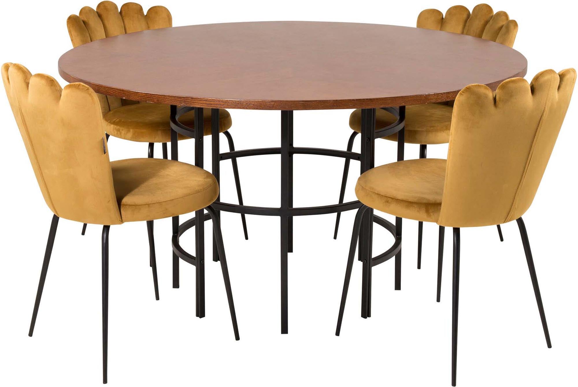 Esszimmerset Copenhagen + Limhamn Light ⌀140cm/4St. in Schwarz / Gelb präsentiert im Onlineshop von KAQTU Design AG. Esszimmerset ist von Venture Home