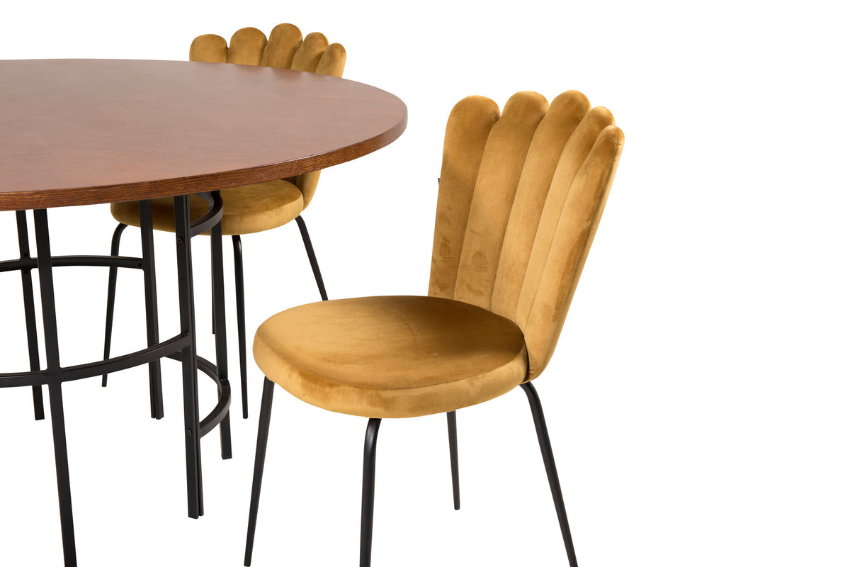 Esszimmerset Copenhagen + Limhamn Light ⌀140cm/4St. in Schwarz / Gelb präsentiert im Onlineshop von KAQTU Design AG. Esszimmerset ist von Venture Home