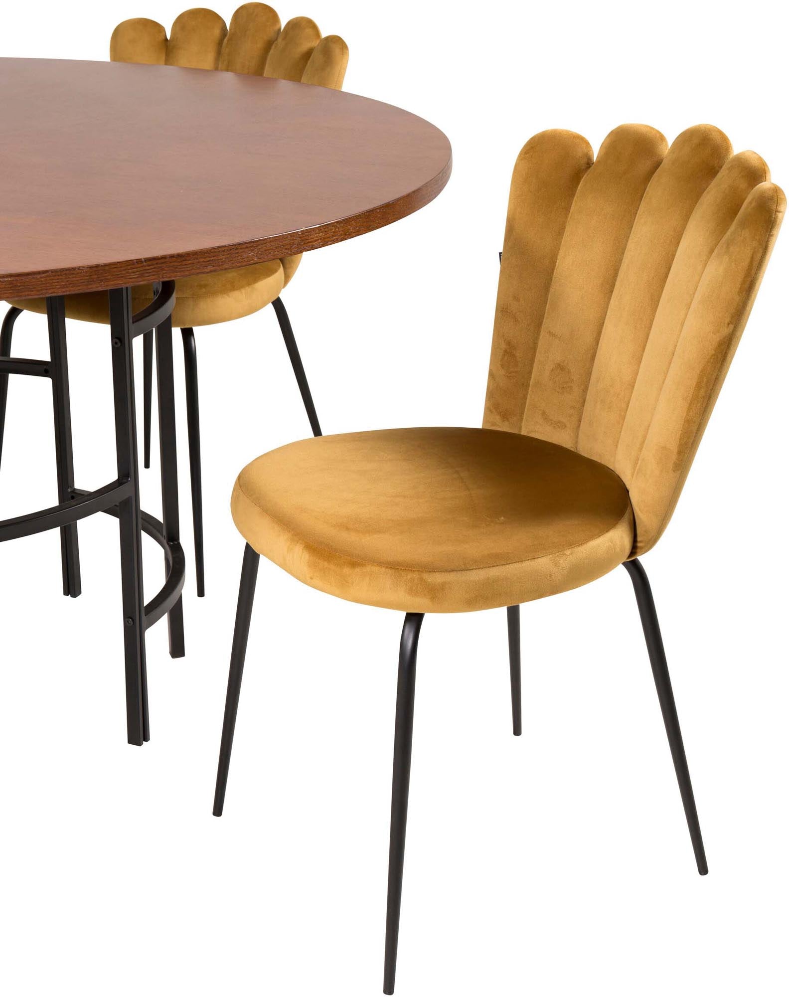 Esszimmerset Copenhagen + Limhamn Light ⌀140cm/4St. in Schwarz / Gelb präsentiert im Onlineshop von KAQTU Design AG. Esszimmerset ist von Venture Home