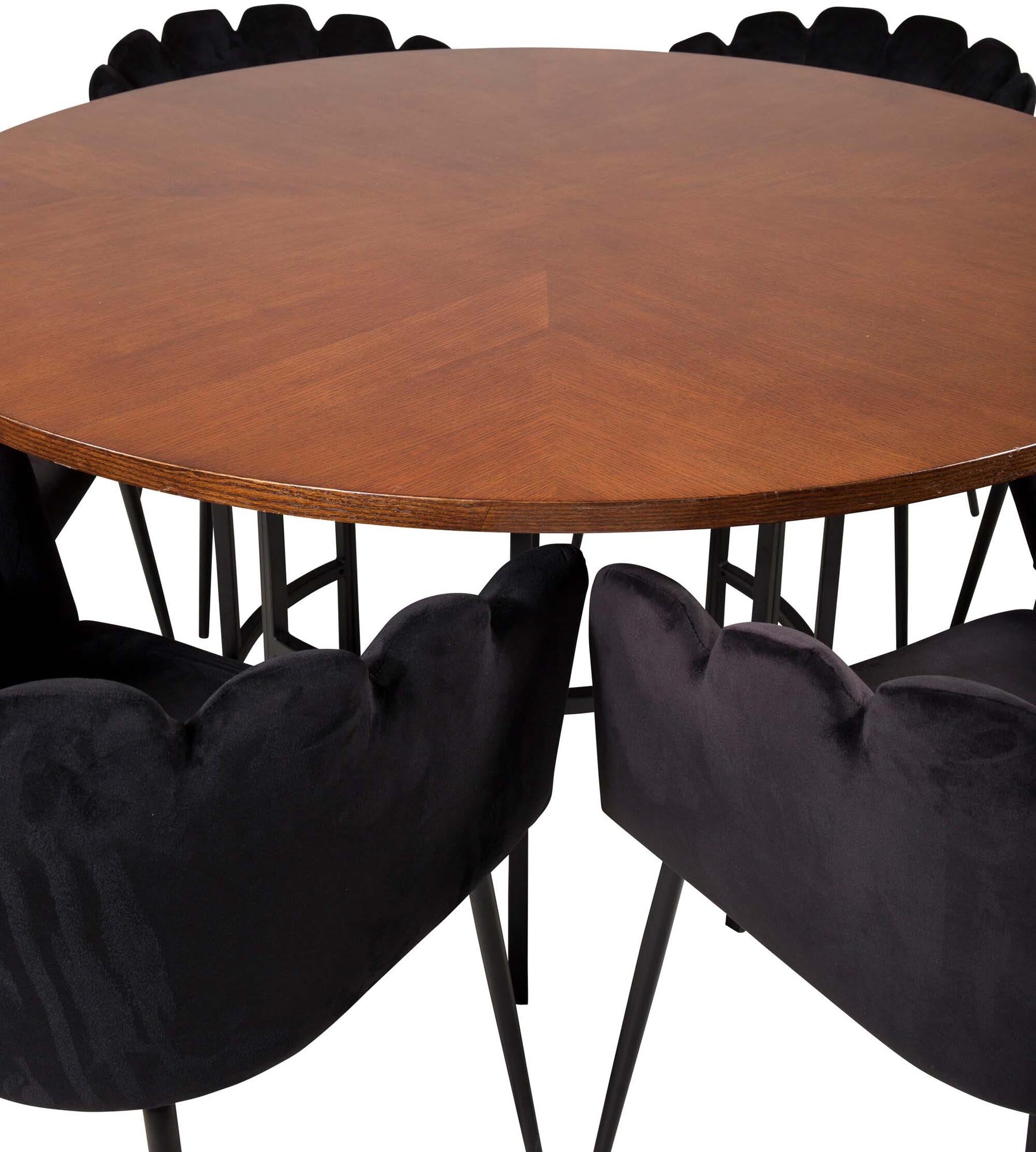Esszimmerset Copenhagen + Limhamn ⌀140cm/6St. in Braun / Schwarz präsentiert im Onlineshop von KAQTU Design AG. Esszimmerset ist von Venture Home