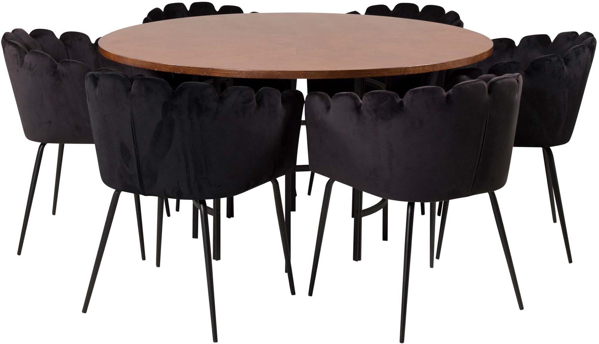 Esszimmerset Copenhagen + Limhamn ⌀140cm/6St. in Braun / Schwarz präsentiert im Onlineshop von KAQTU Design AG. Esszimmerset ist von Venture Home