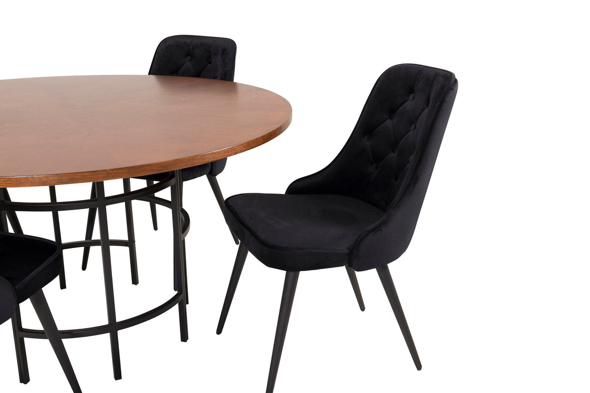 Esszimmerset Copenhagen + Velvet Deluxe ⌀140cm/4St. in Schwarz präsentiert im Onlineshop von KAQTU Design AG. Esszimmerset ist von Venture Home
