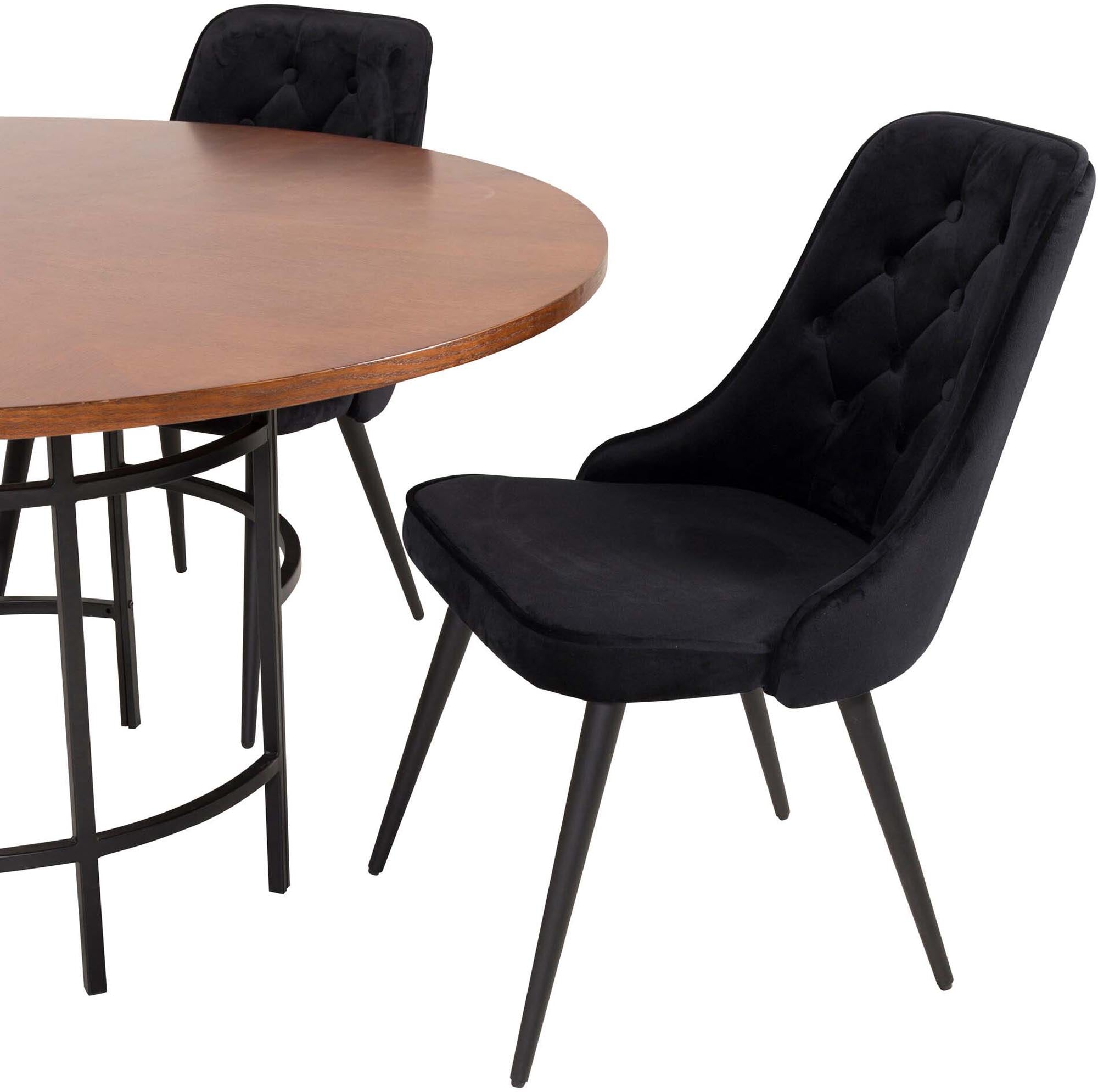 Esszimmerset Copenhagen + Velvet Deluxe ⌀140cm/4St. in Schwarz präsentiert im Onlineshop von KAQTU Design AG. Esszimmerset ist von Venture Home