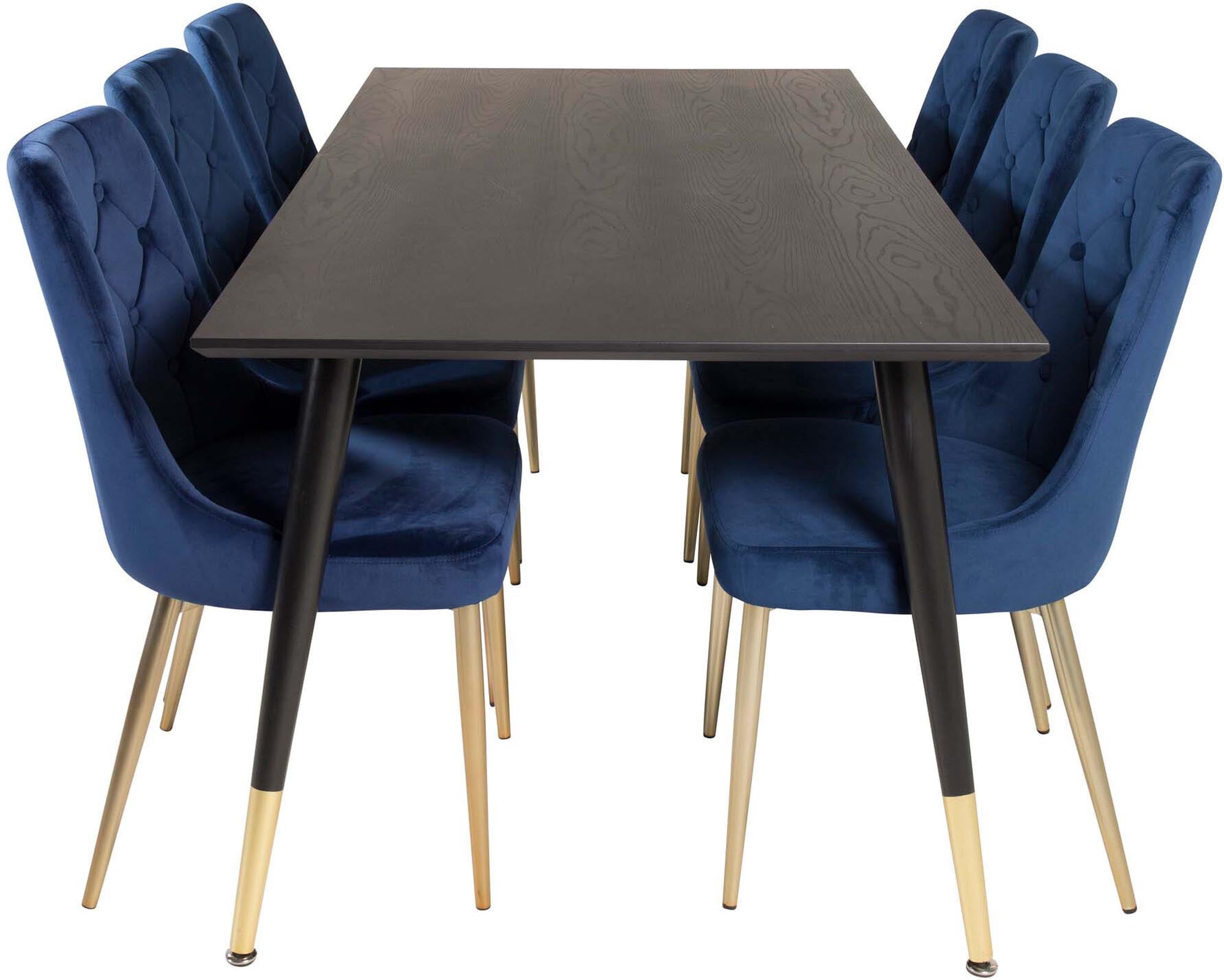 Dipp Esszimmerset + Velvet Deluxe 180cm/6St. in Blau / Gold präsentiert im Onlineshop von KAQTU Design AG. Esszimmerset ist von Venture Home