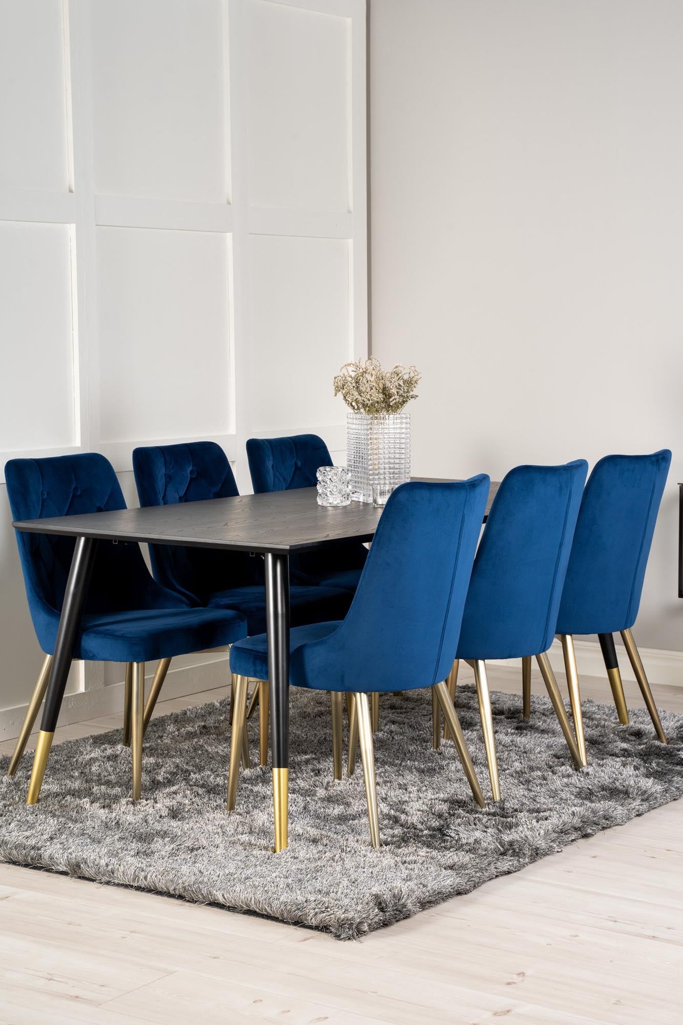 Dipp Esszimmerset + Velvet Deluxe 180cm/6St. in Blau / Gold präsentiert im Onlineshop von KAQTU Design AG. Esszimmerset ist von Venture Home