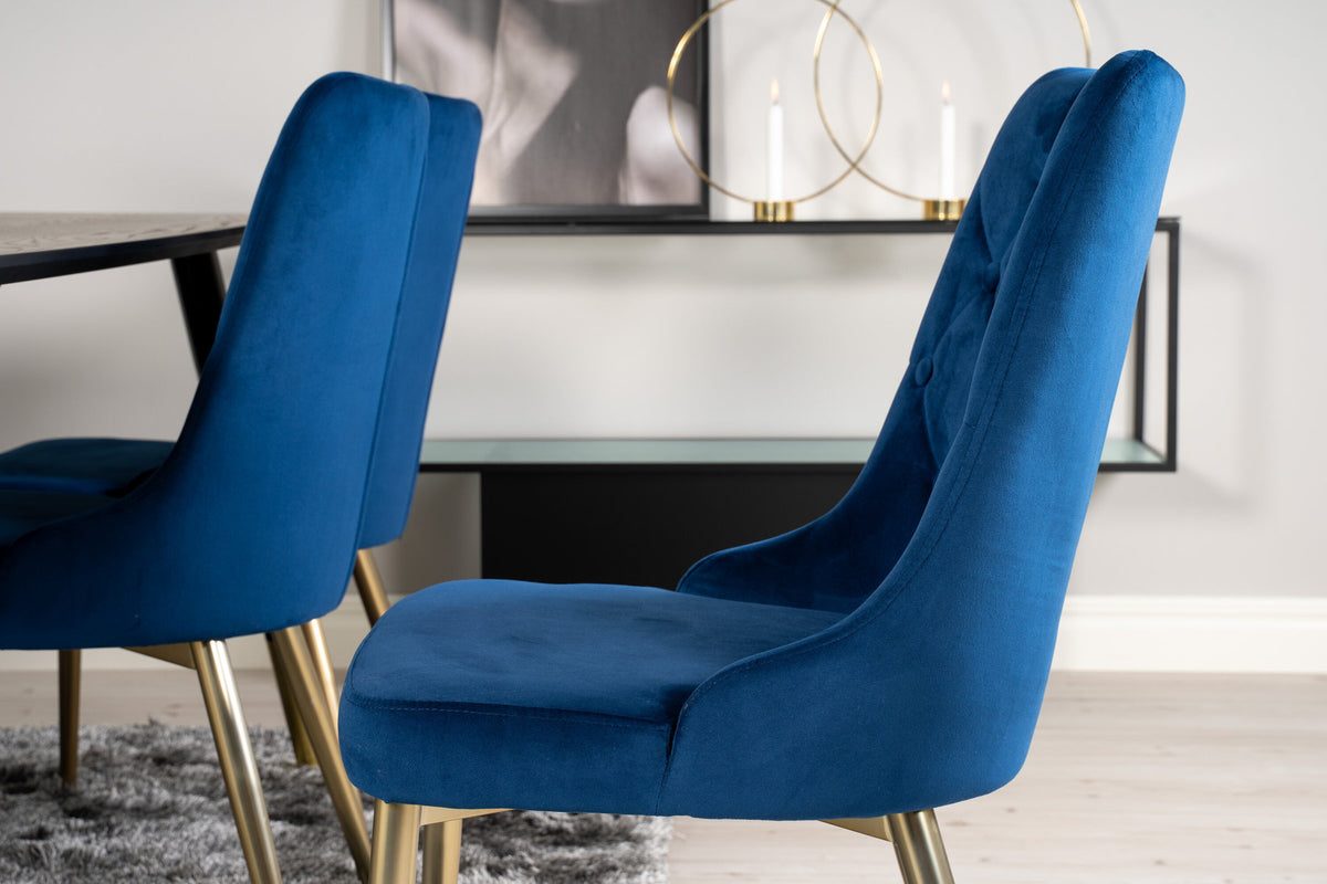 Dipp Esszimmerset + Velvet Deluxe 180cm/6St. in Blau / Gold präsentiert im Onlineshop von KAQTU Design AG. Esszimmerset ist von Venture Home