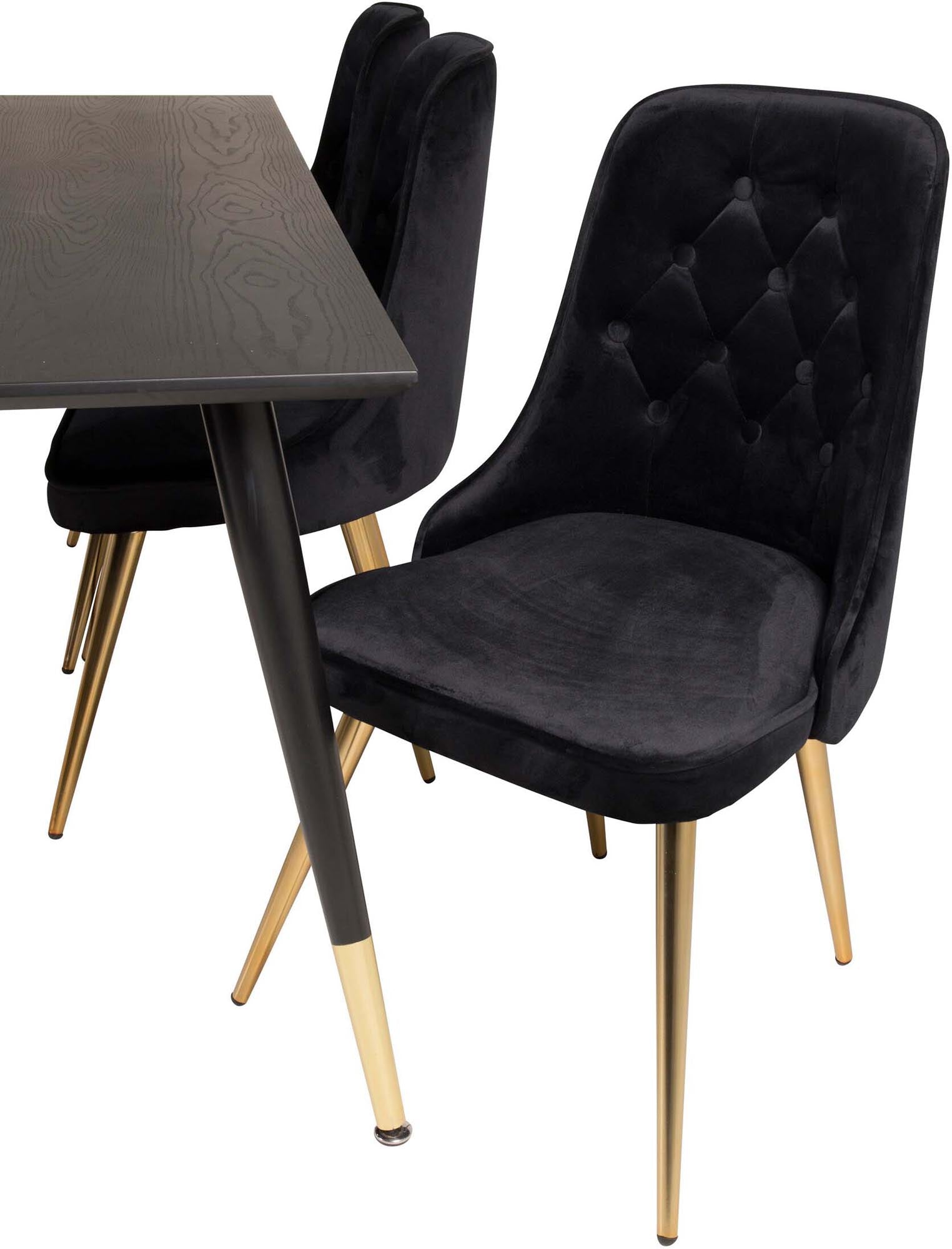 Dipp Esszimmerset + Velvet Deluxe 180cm/6St. in Schwarz / Gold / Gold präsentiert im Onlineshop von KAQTU Design AG. Esszimmerset ist von Venture Home