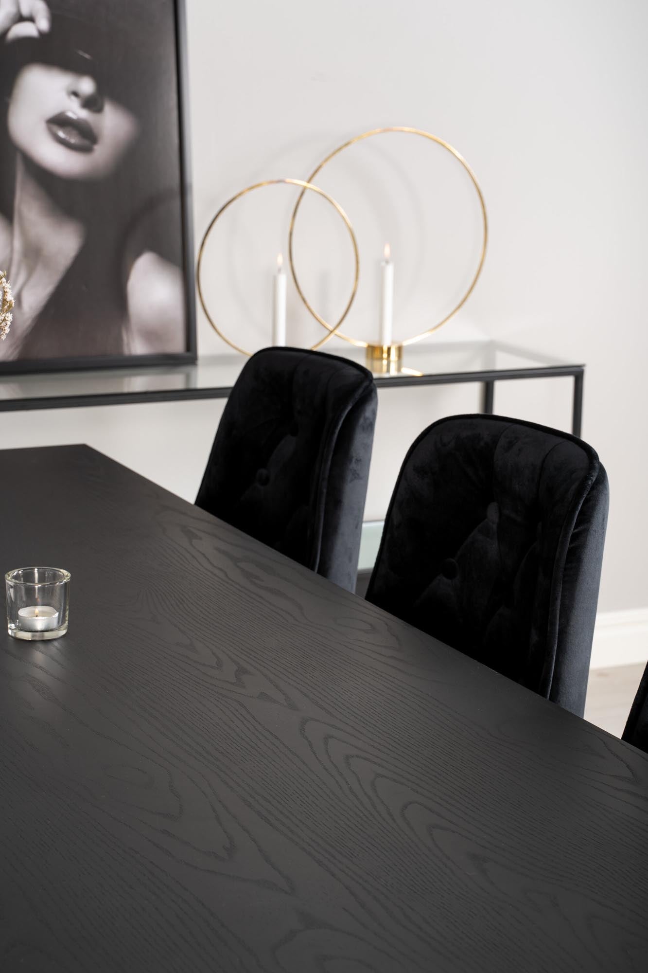 Dipp Esszimmerset + Velvet Deluxe 180cm/6St. in Schwarz / Gold / Gold präsentiert im Onlineshop von KAQTU Design AG. Esszimmerset ist von Venture Home