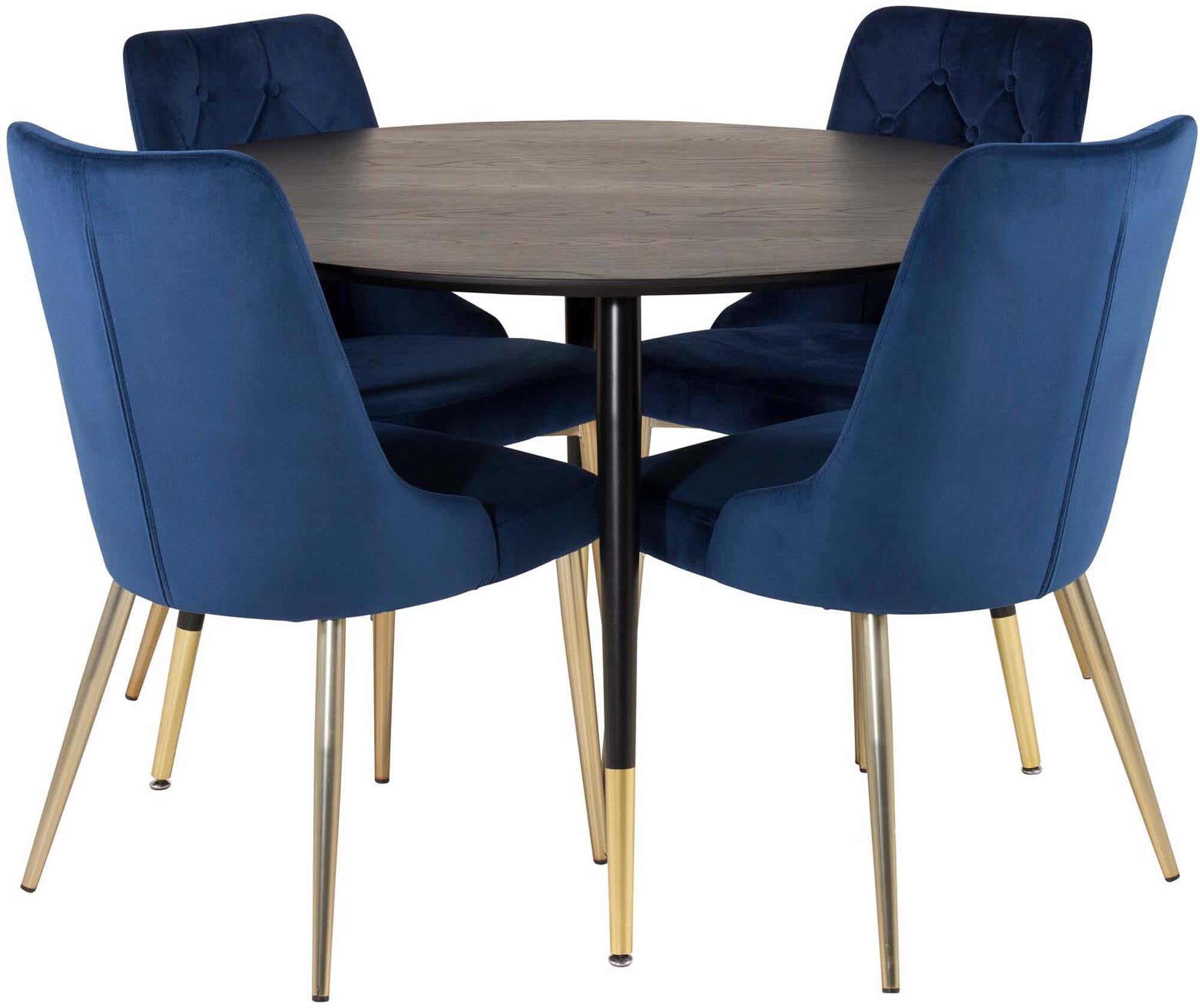 Dipp Esszimmerset + Velvet Deluxe ⌀115cm/4St. in Blau, Gold präsentiert im Onlineshop von KAQTU Design AG. Esszimmerset ist von Venture Home