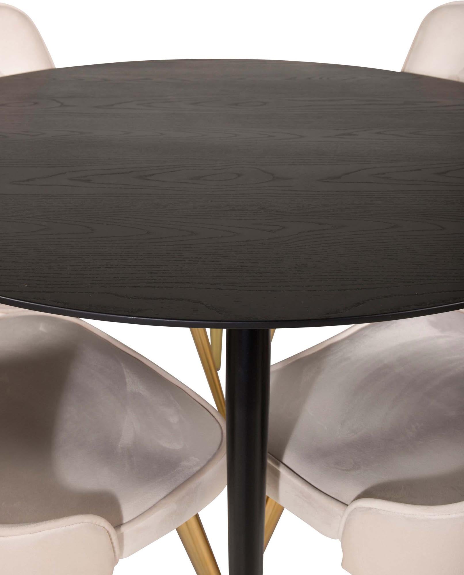 Dipp Esszimmerset + Velvet Deluxe ⌀115cm/4St. in Beige, Gold präsentiert im Onlineshop von KAQTU Design AG. Esszimmerset ist von Venture Home