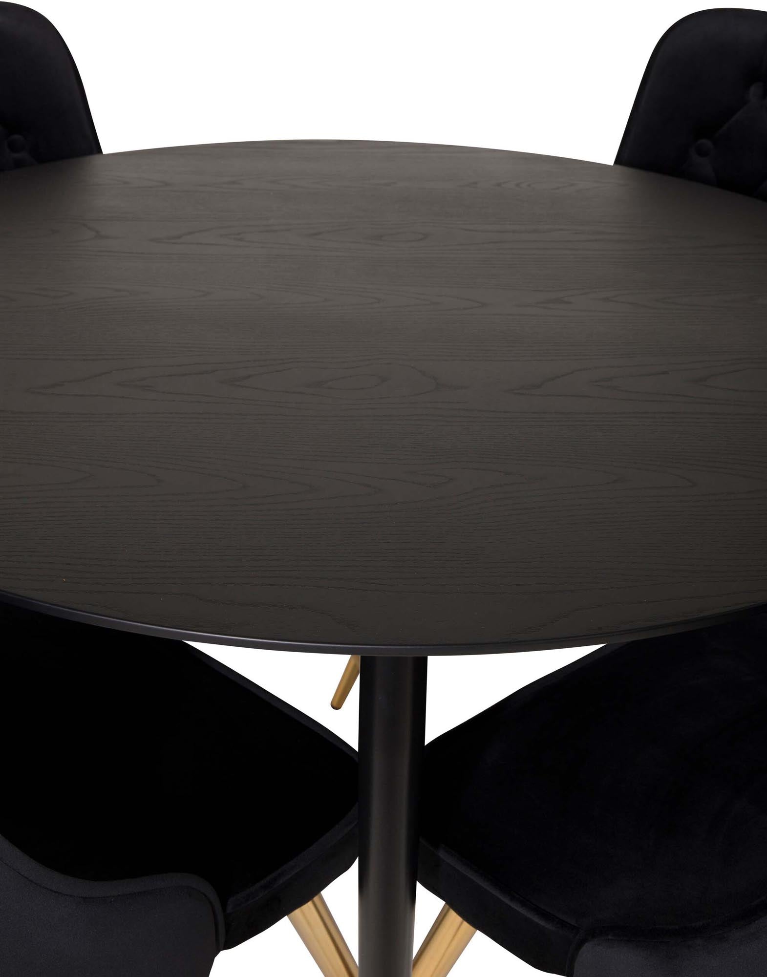 Dipp Esszimmerset + Velvet Deluxe ⌀115cm/4St. in Schwarz / Gold präsentiert im Onlineshop von KAQTU Design AG. Esszimmerset ist von Venture Home