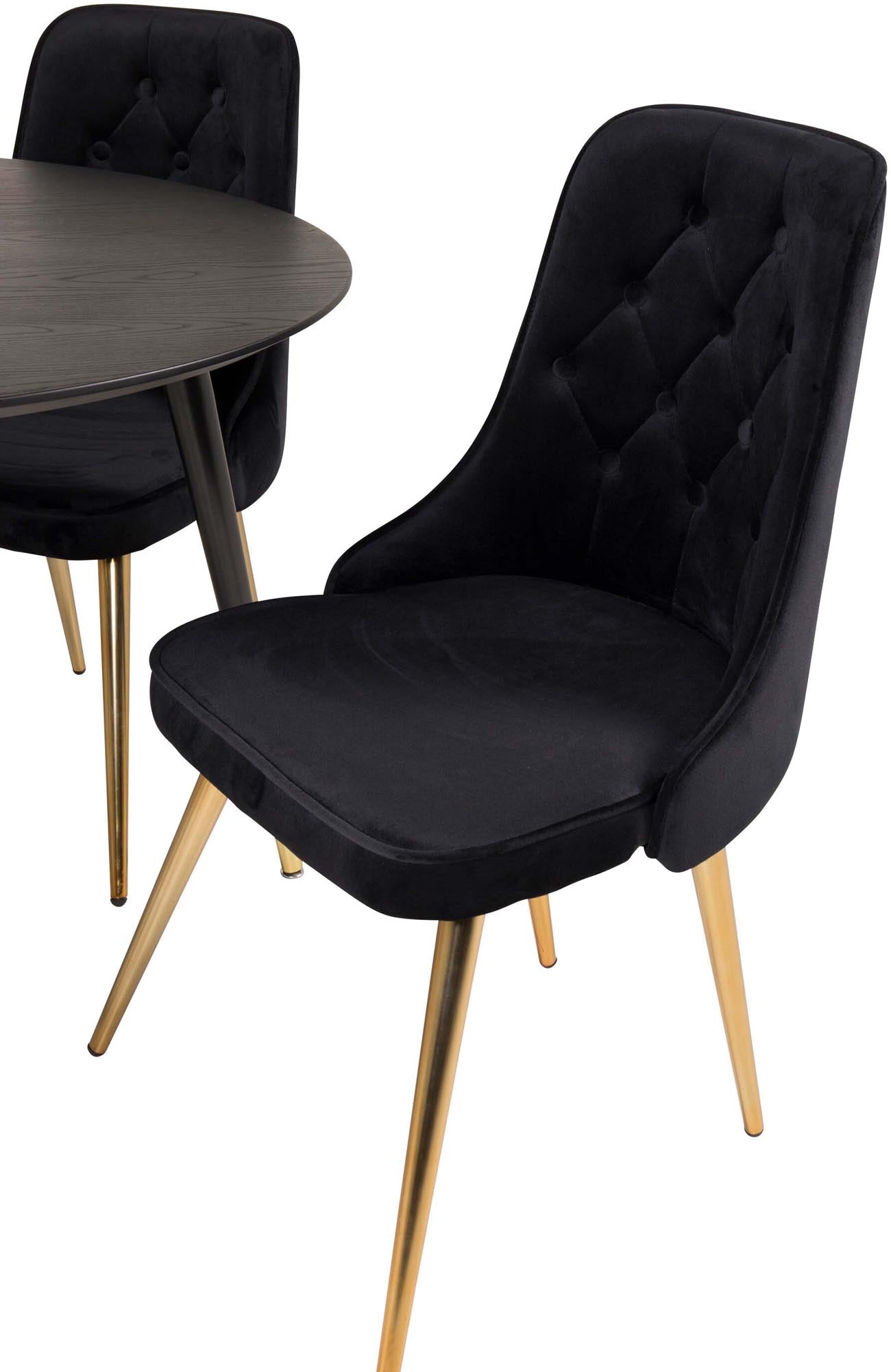 Dipp Esszimmerset + Velvet Deluxe ⌀115cm/4St. in Schwarz / Gold präsentiert im Onlineshop von KAQTU Design AG. Esszimmerset ist von Venture Home