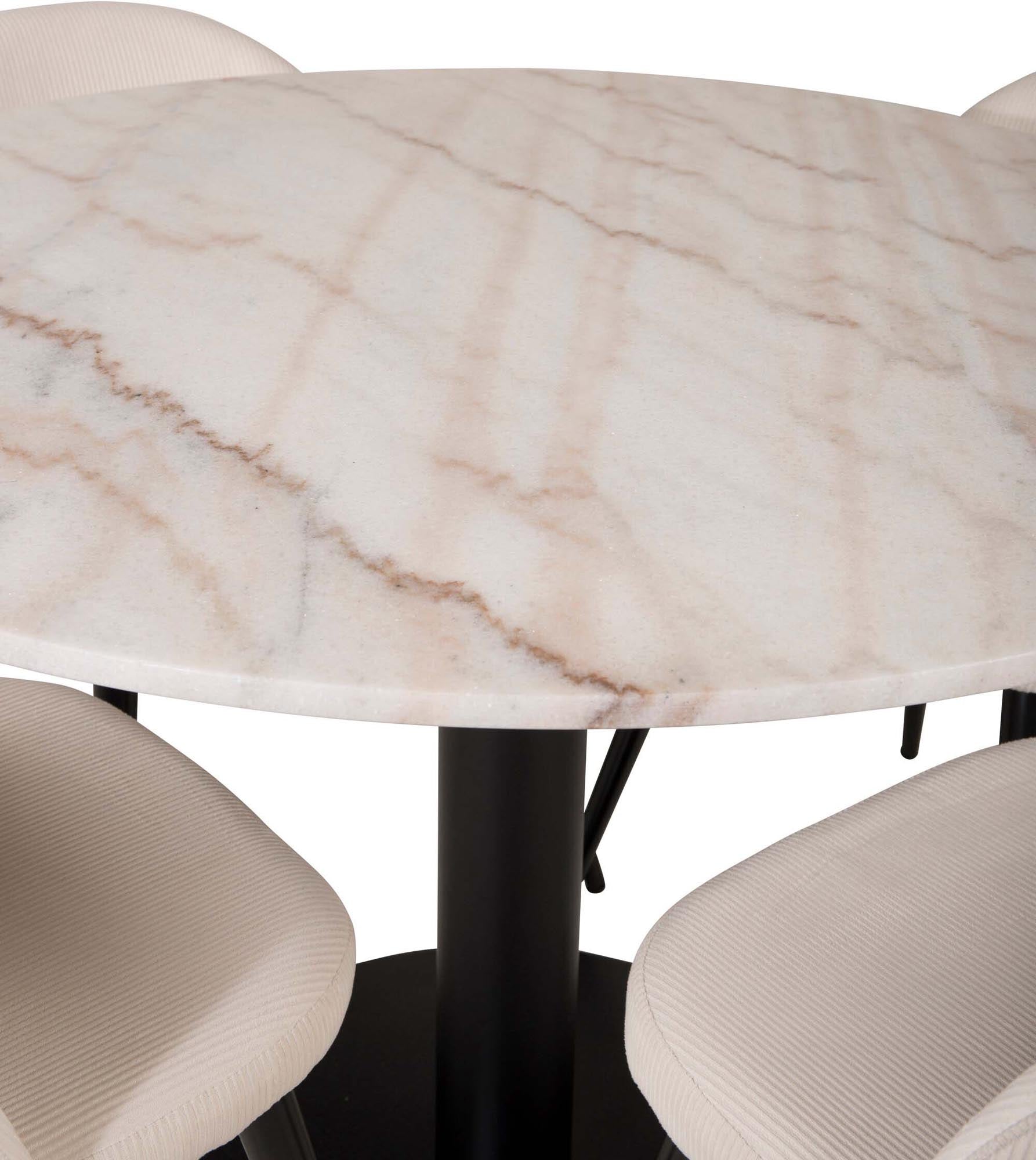Estelle Esszimmerset + Velvet ⌀106cm in Schwarz-Weiss präsentiert im Onlineshop von KAQTU Design AG. Esszimmerset ist von Venture Home
