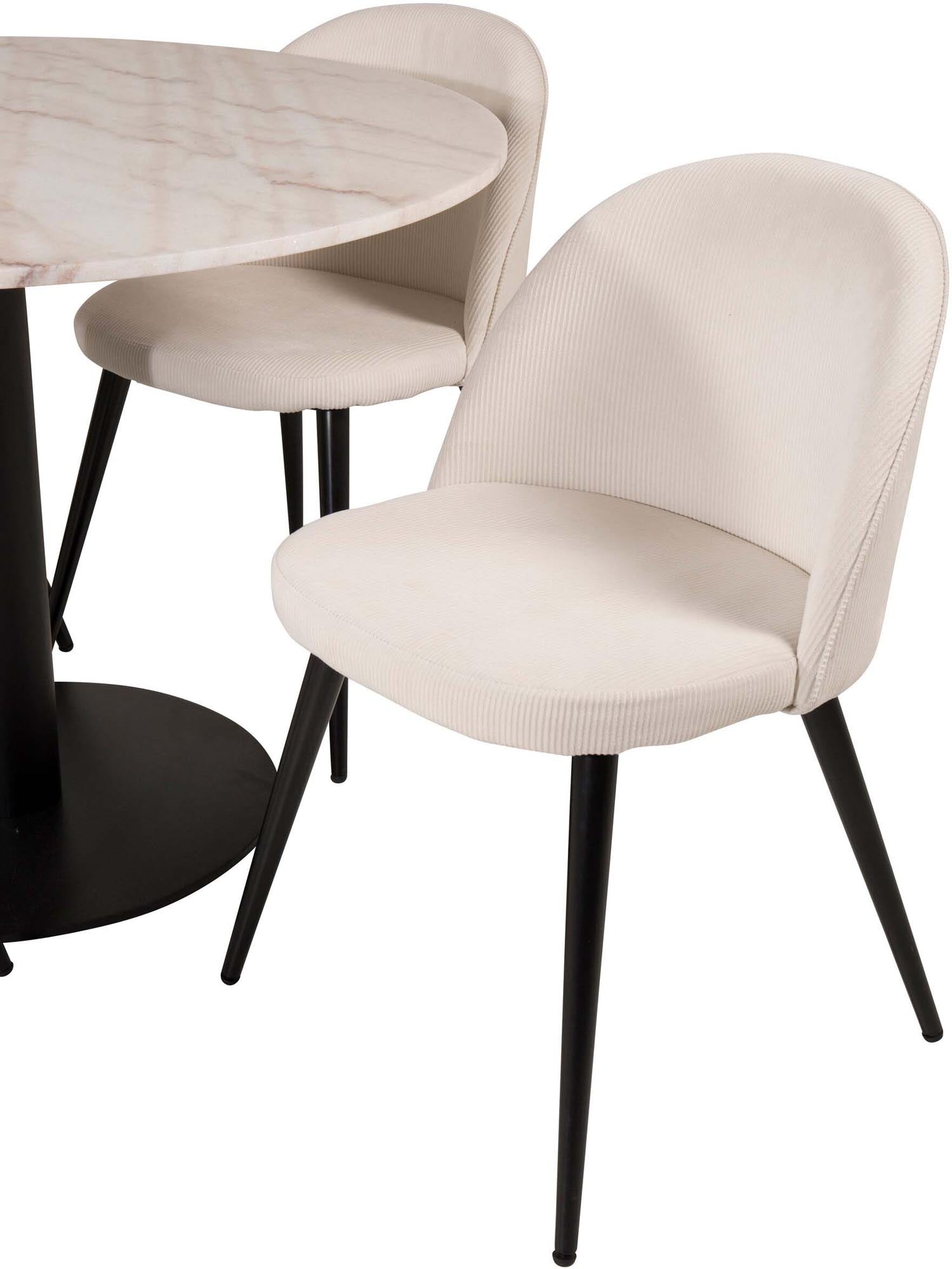 Estelle Esszimmerset + Velvet ⌀106cm in Schwarz-Weiss präsentiert im Onlineshop von KAQTU Design AG. Esszimmerset ist von Venture Home