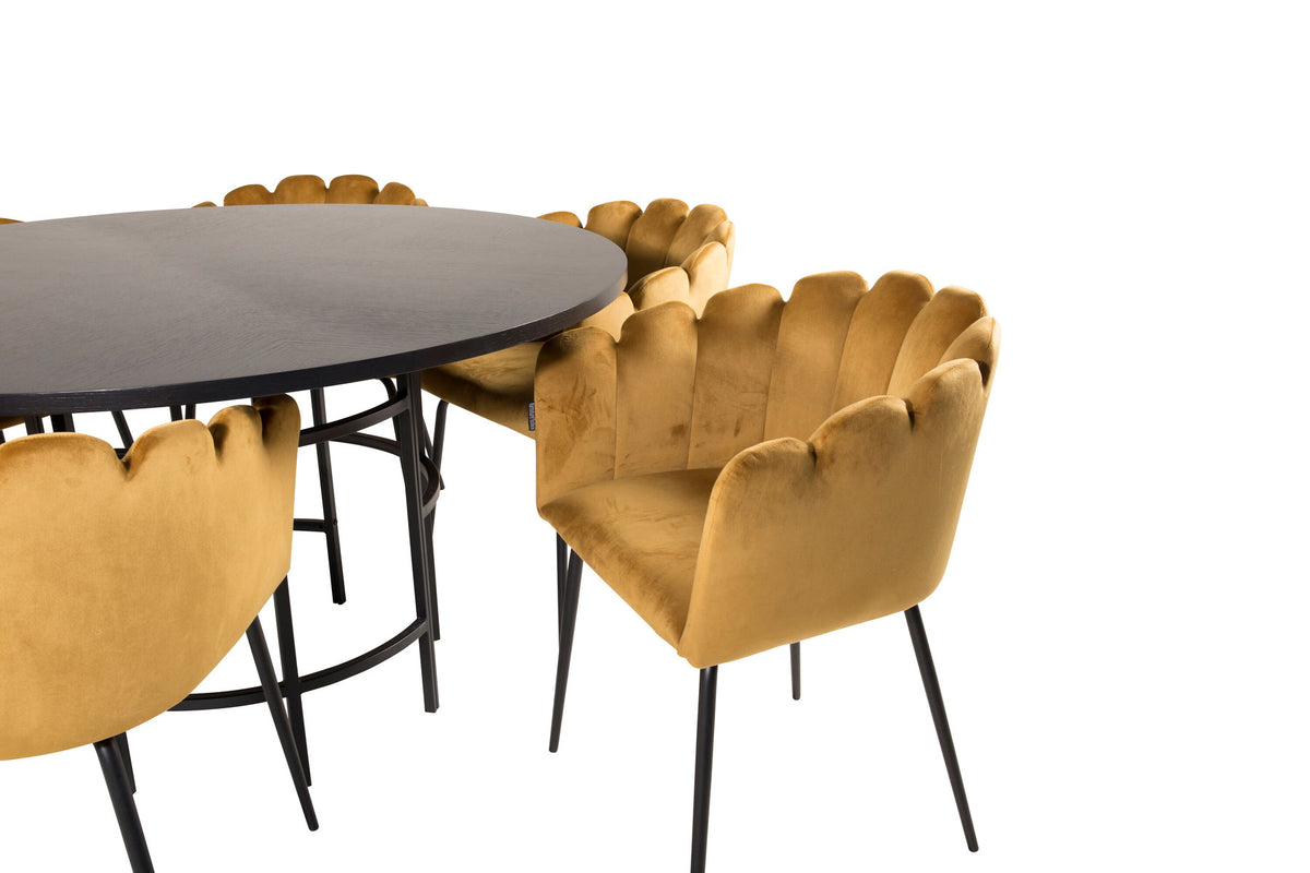 Esszimmerset Copenhagen + Limhamn ⌀140cm/6St. in Schwarz / Gelb präsentiert im Onlineshop von KAQTU Design AG. Esszimmerset ist von Venture Home