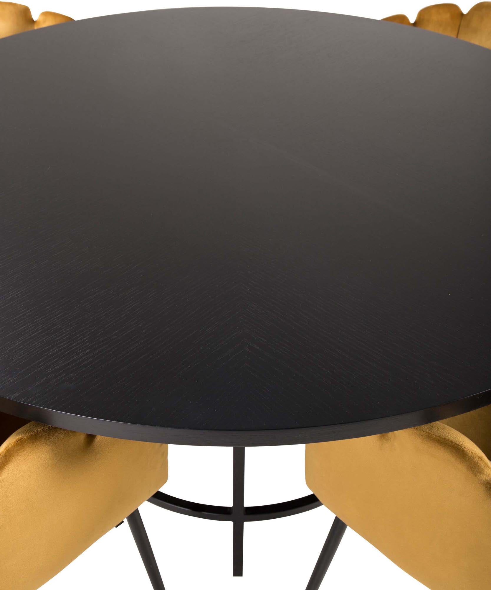 Esszimmerset Copenhagen + Limhamn ⌀140cm/4St. in Schwarz / Gelb präsentiert im Onlineshop von KAQTU Design AG. Esszimmerset ist von Venture Home