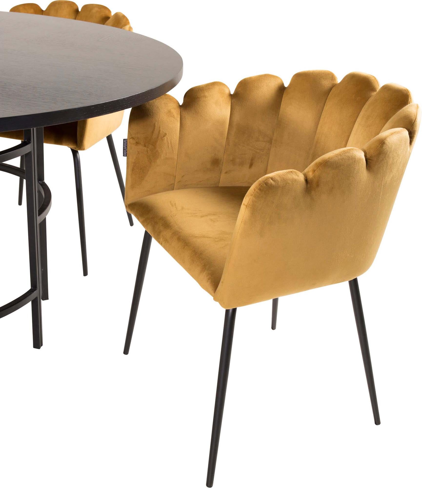 Esszimmerset Copenhagen + Limhamn ⌀140cm/4St. in Schwarz / Gelb präsentiert im Onlineshop von KAQTU Design AG. Esszimmerset ist von Venture Home